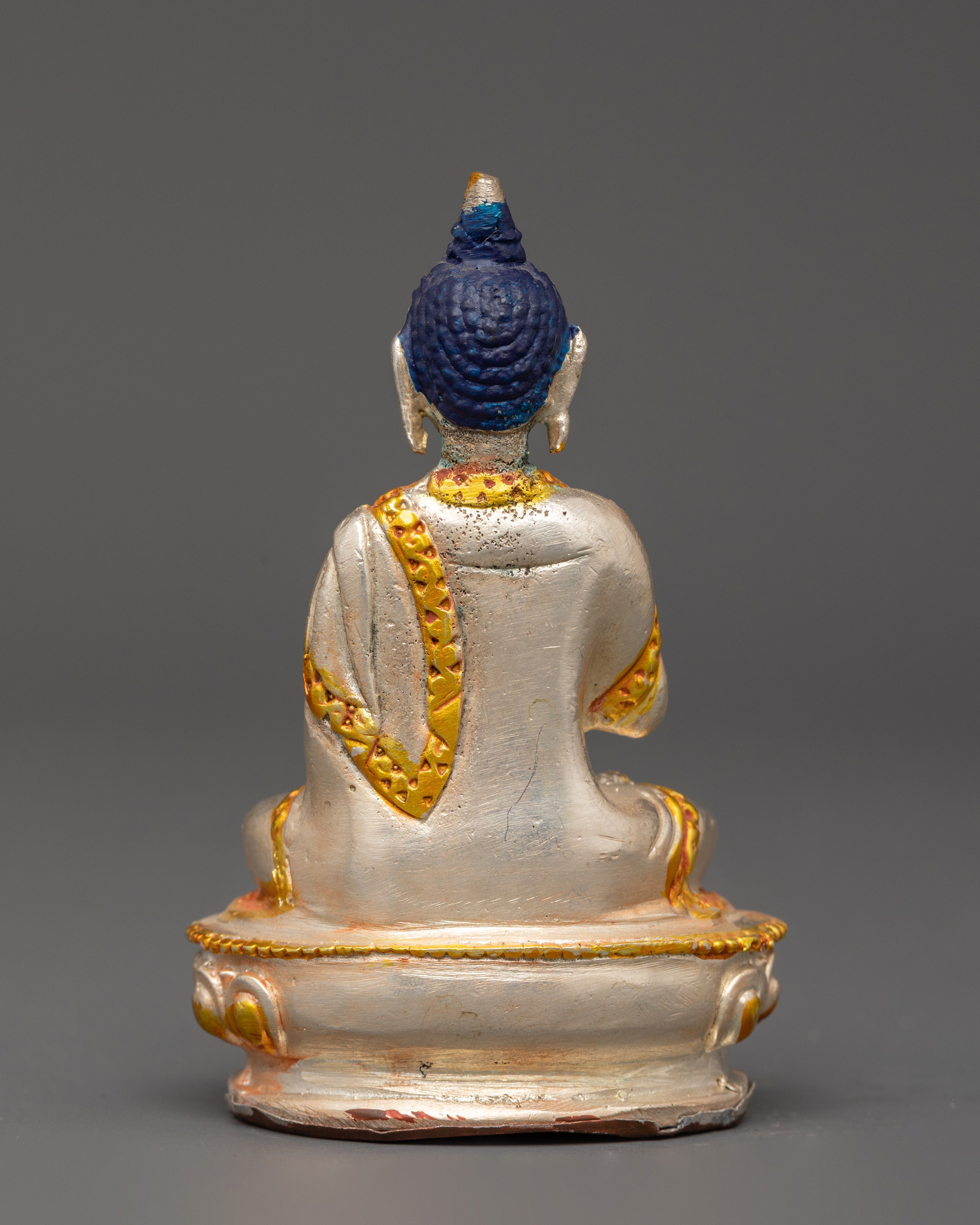 Amogasiddhi Buddha Statue | Brass Figure with Silver & Gold Plating