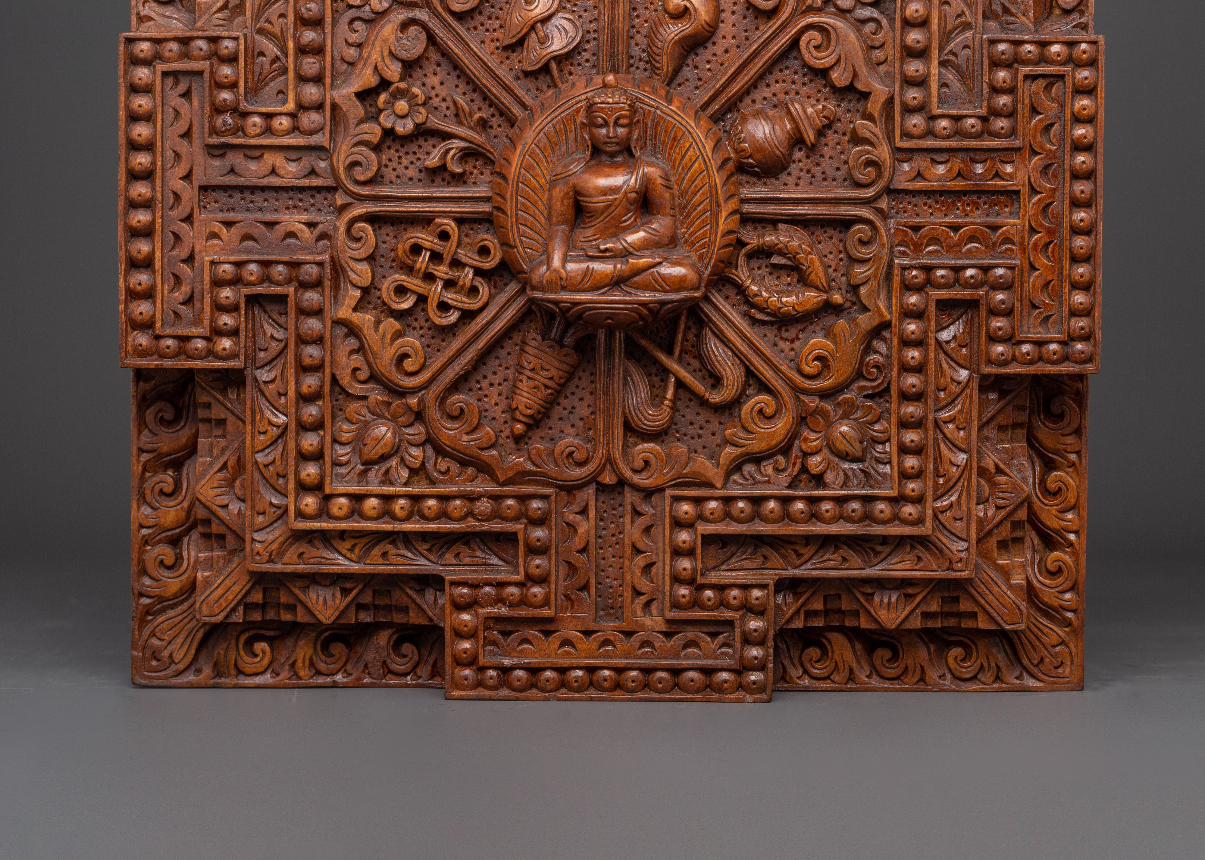 Shakyamuni Buddha Wall Hanging Decor | Hand-Carved Wooden Buddha Art