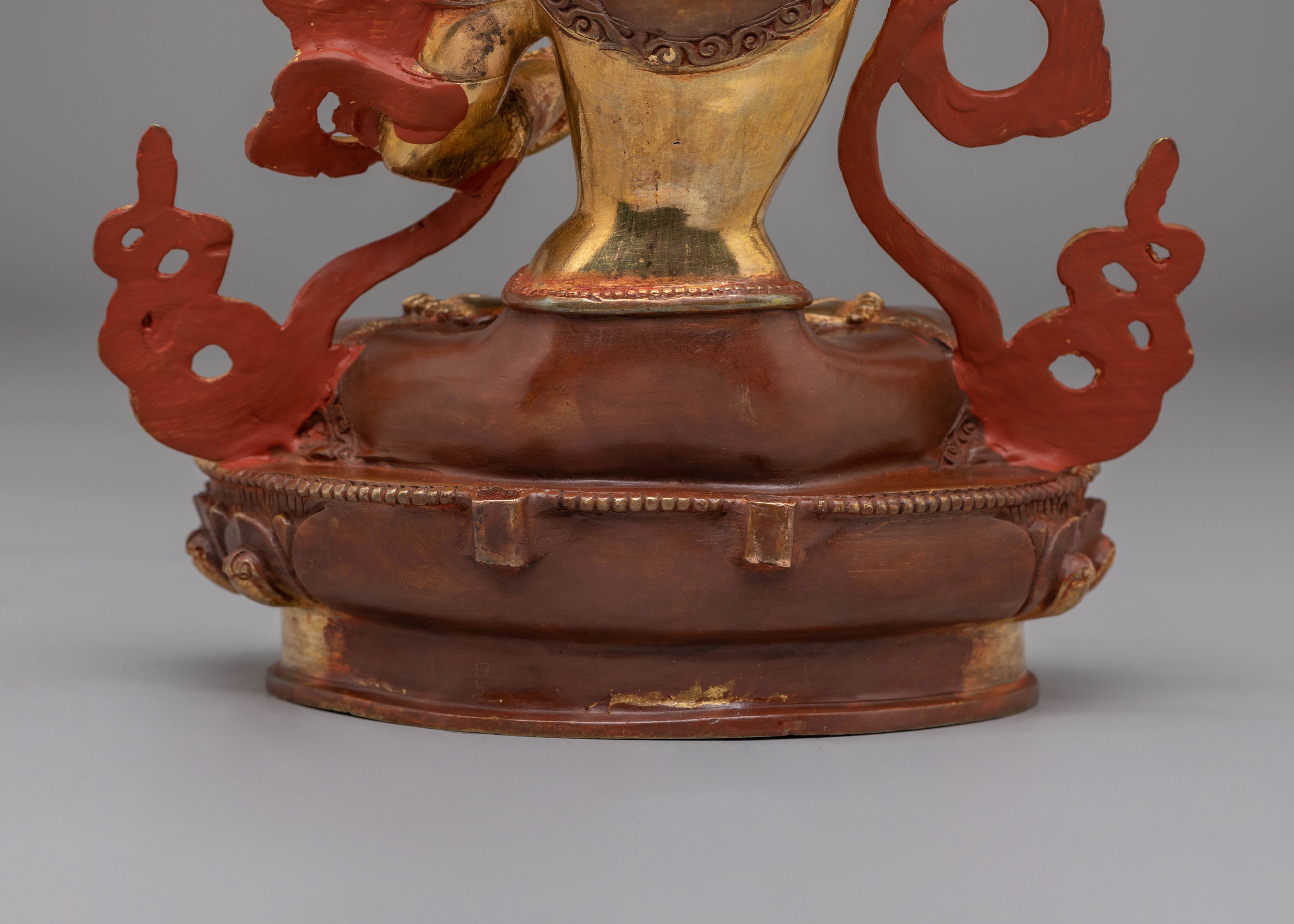 Sacred Wisdom Deity Manjushri Statue | Copper Body with Gold Plating