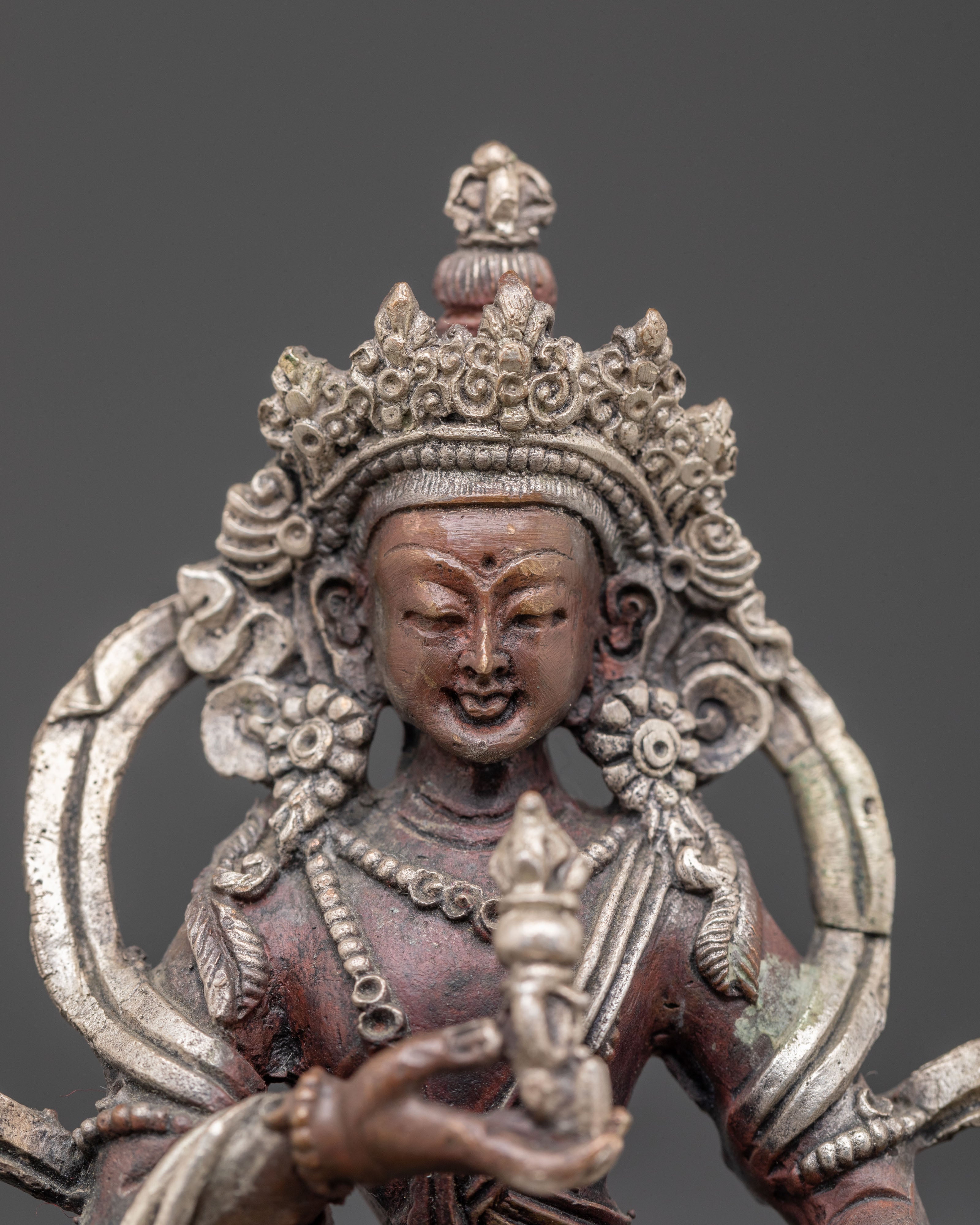 Tibetan Handcrafted Vajrasattva Statue | Silver Plated Traditional Art