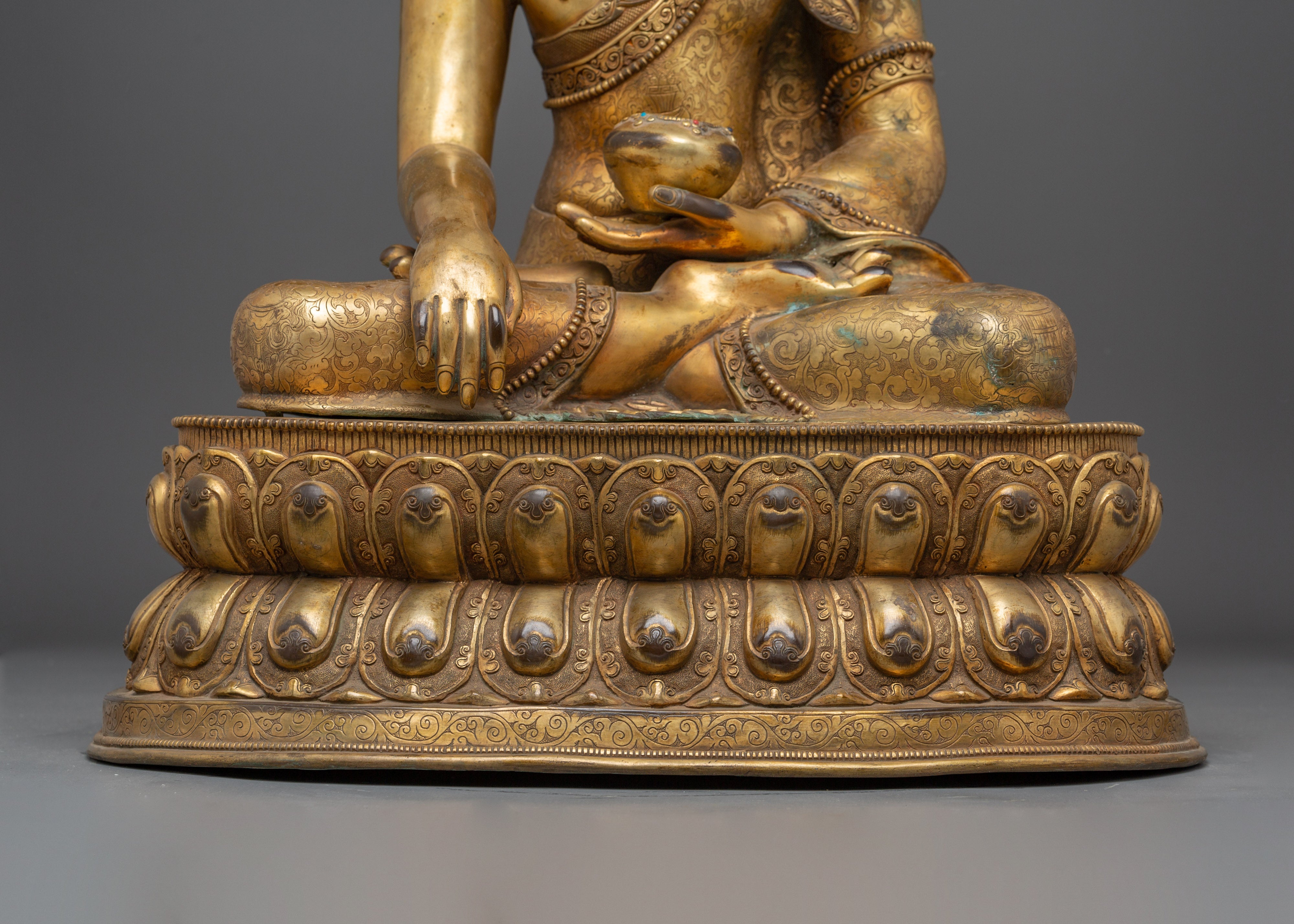 Copper Gold Plated Shakyamuni Buddha | Statue for Meditation, Spiritual Growth