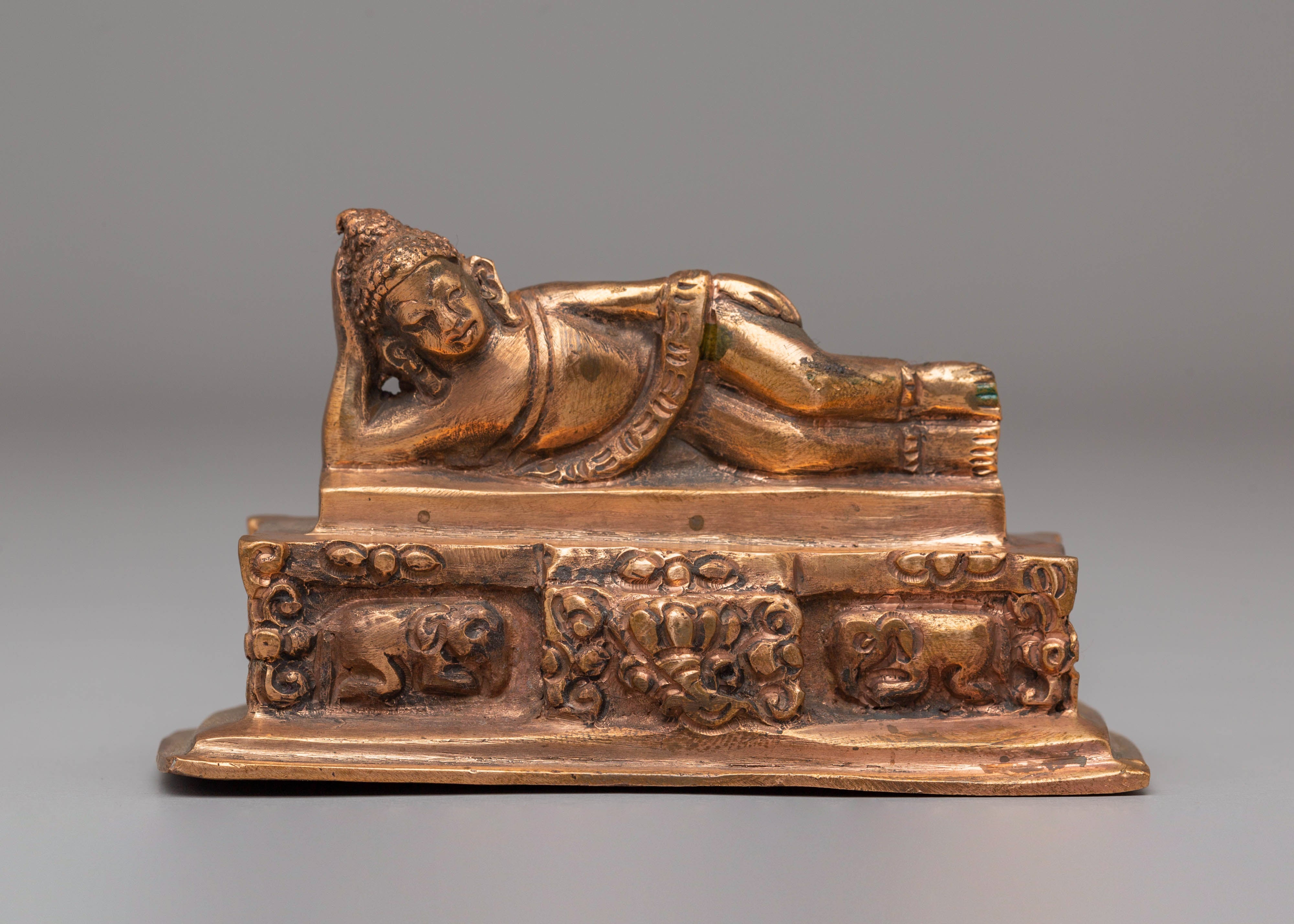 Traditional Sleeping Buddha Statue | Handcrafted Copper Art