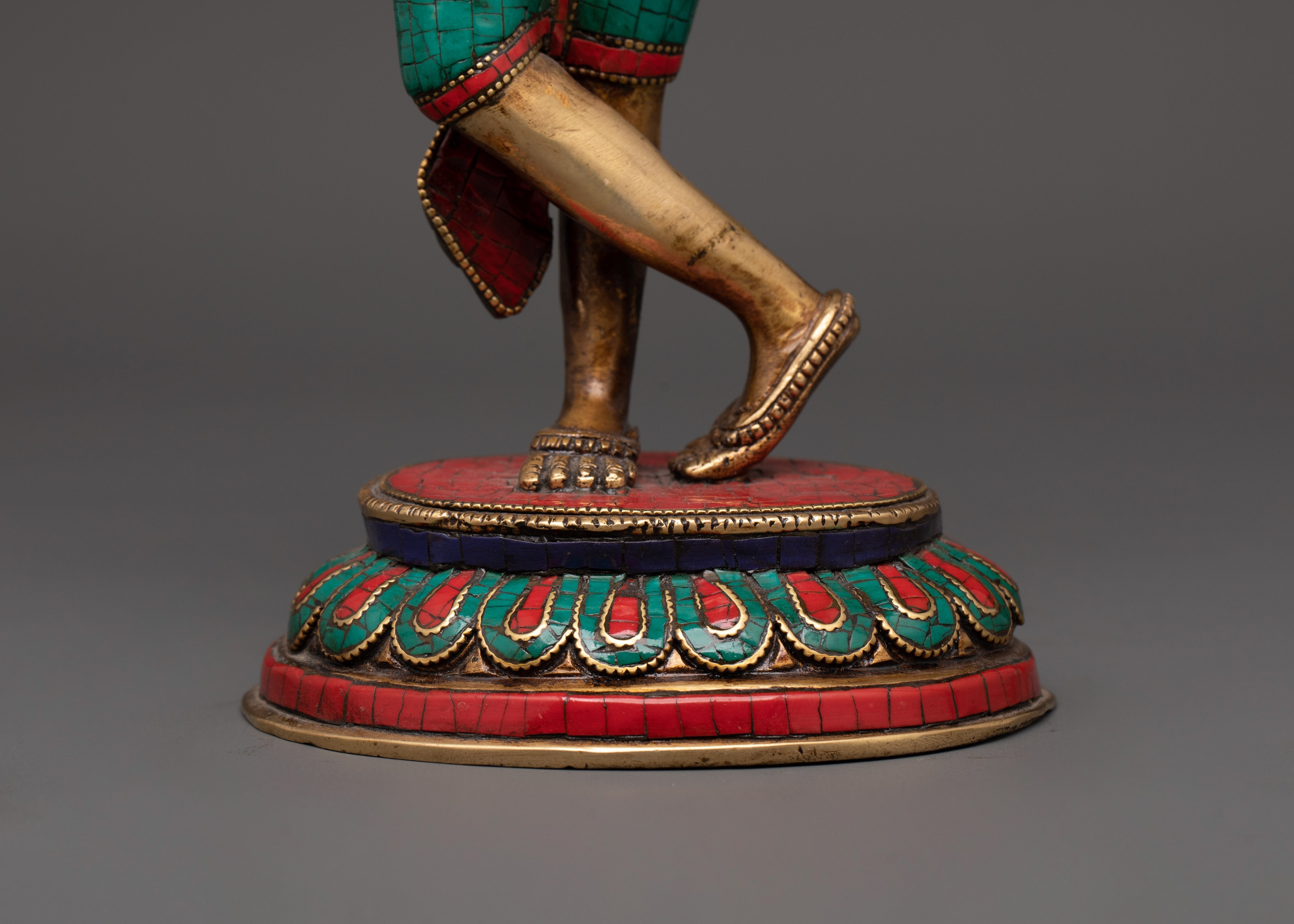 Maya Devi brass statue with Turquoise | Sacred Feminine Art