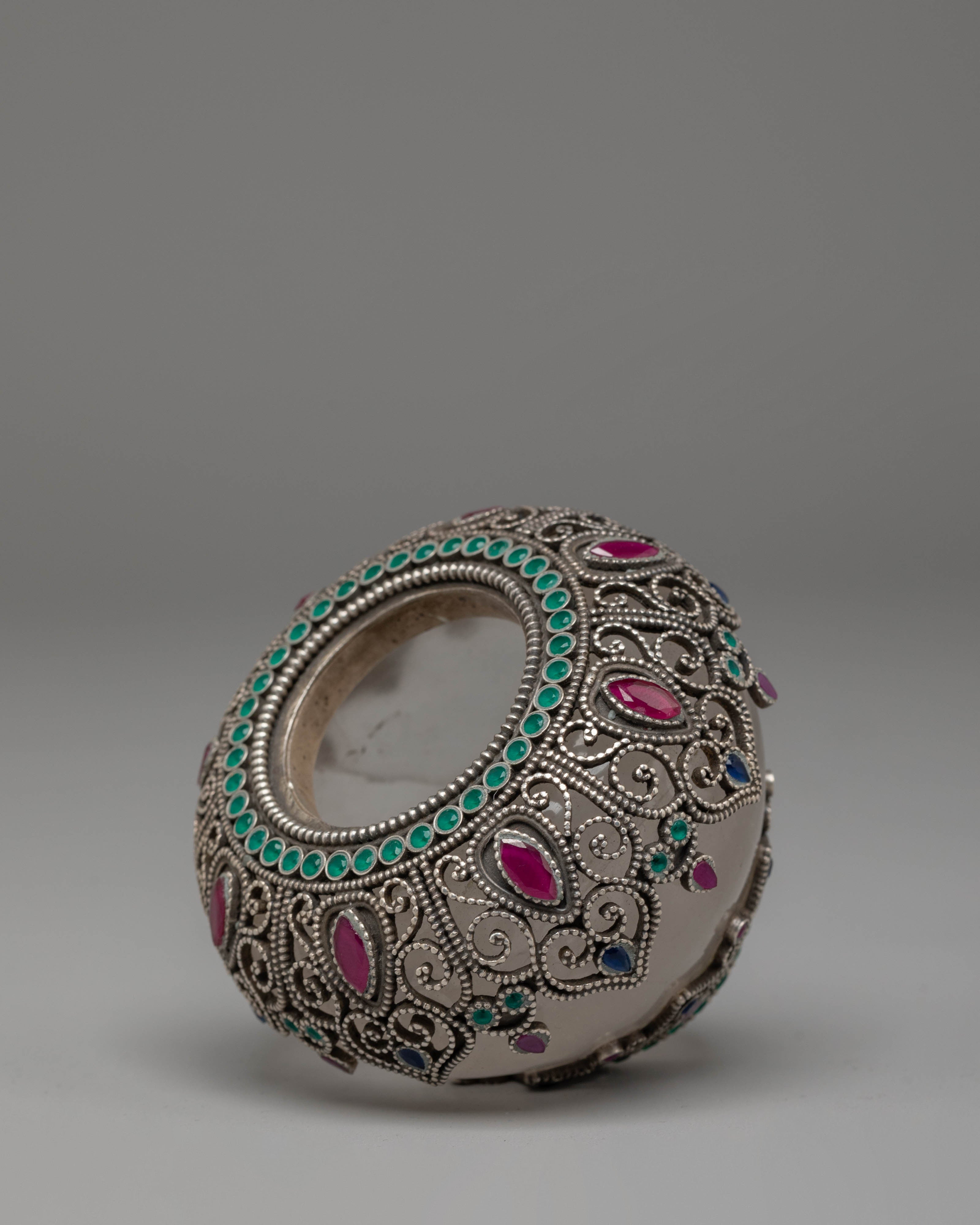 Spiritual Tibetan Dhupur Rice Pot | Sacred Silver Offering Vessel