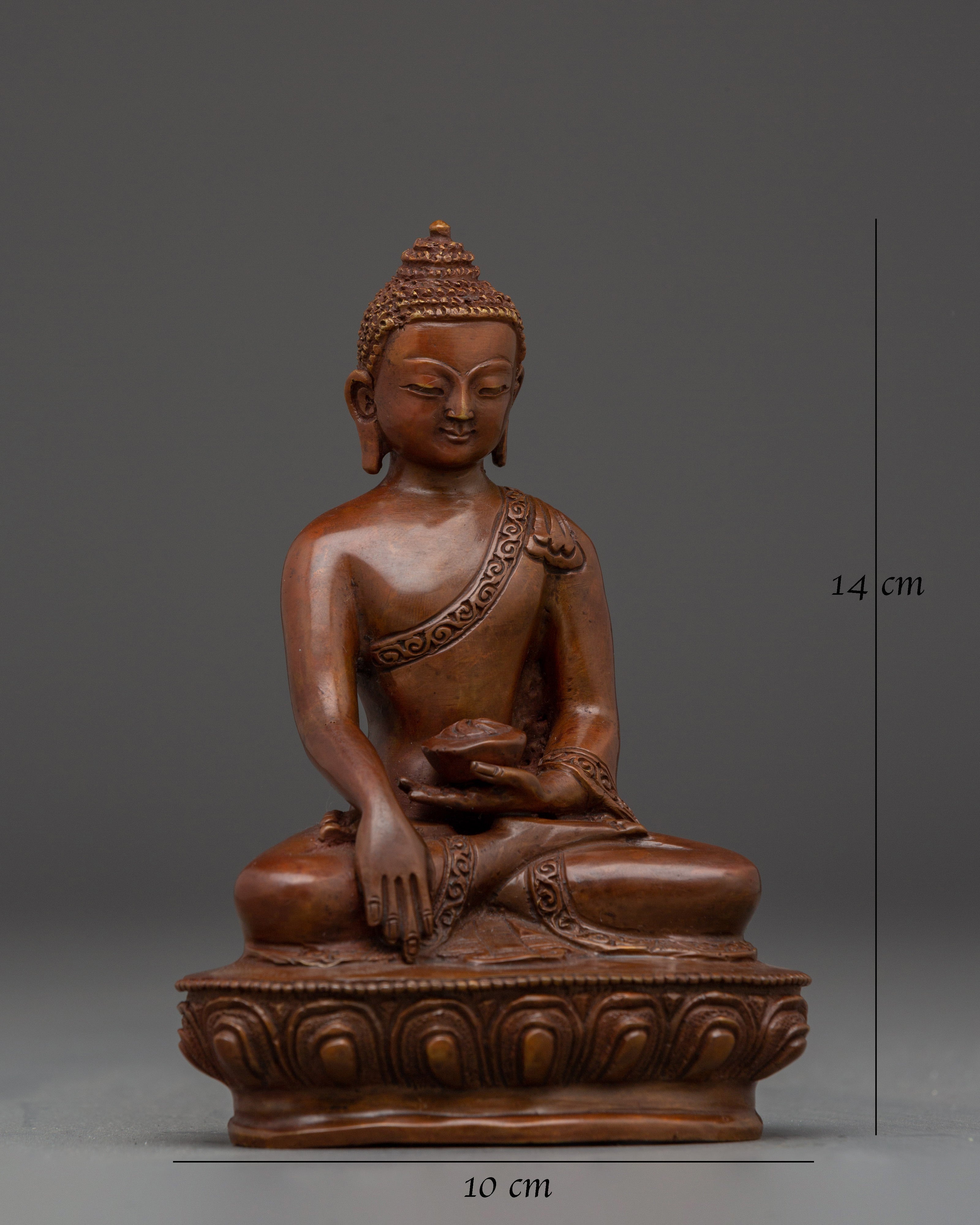 Oxidized Copper Shakyamuni Buddha Sculpture 