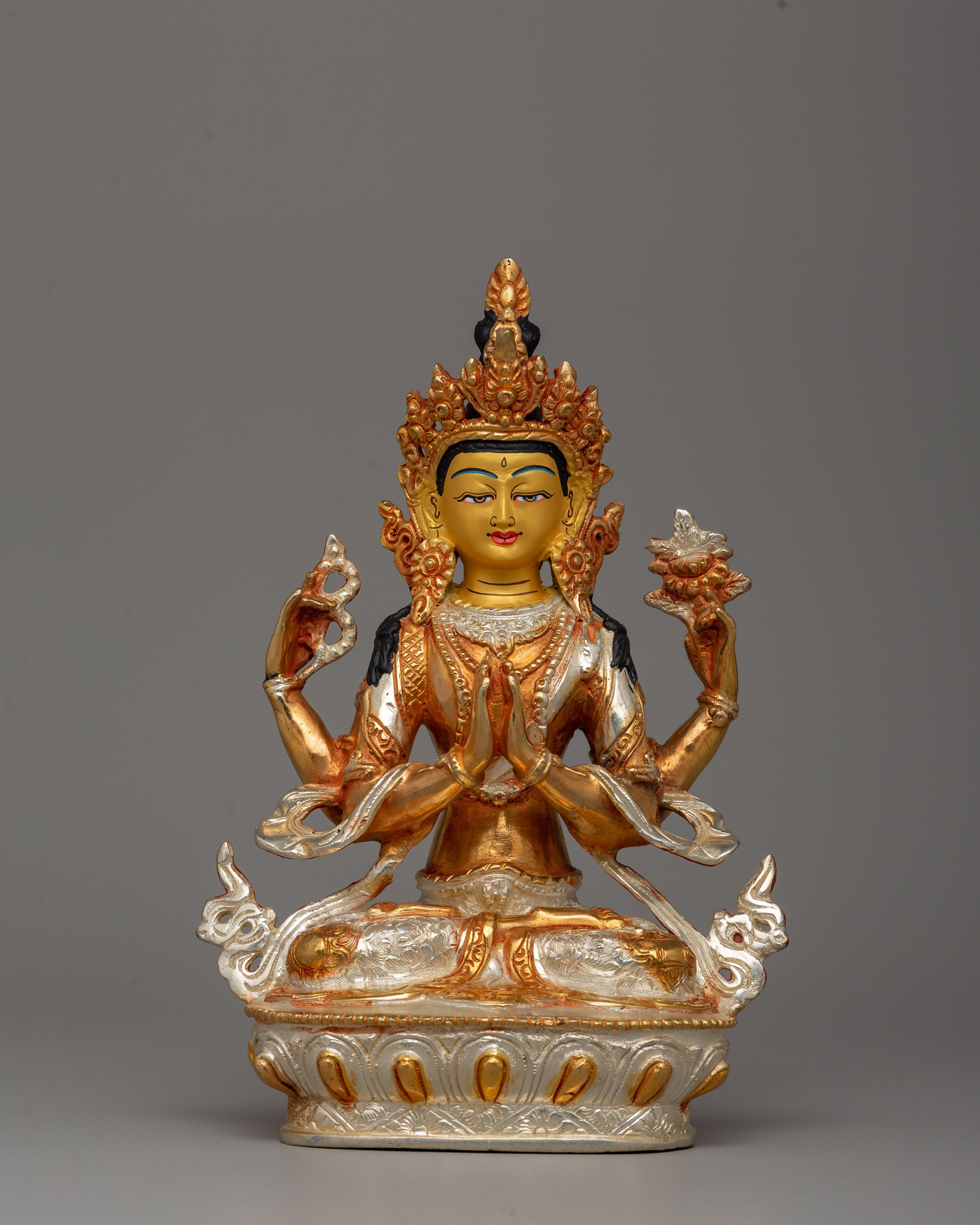 Chenrezig with Beautiful Sacred Halo Statue | Himalayan Sacred Shrine Artwork