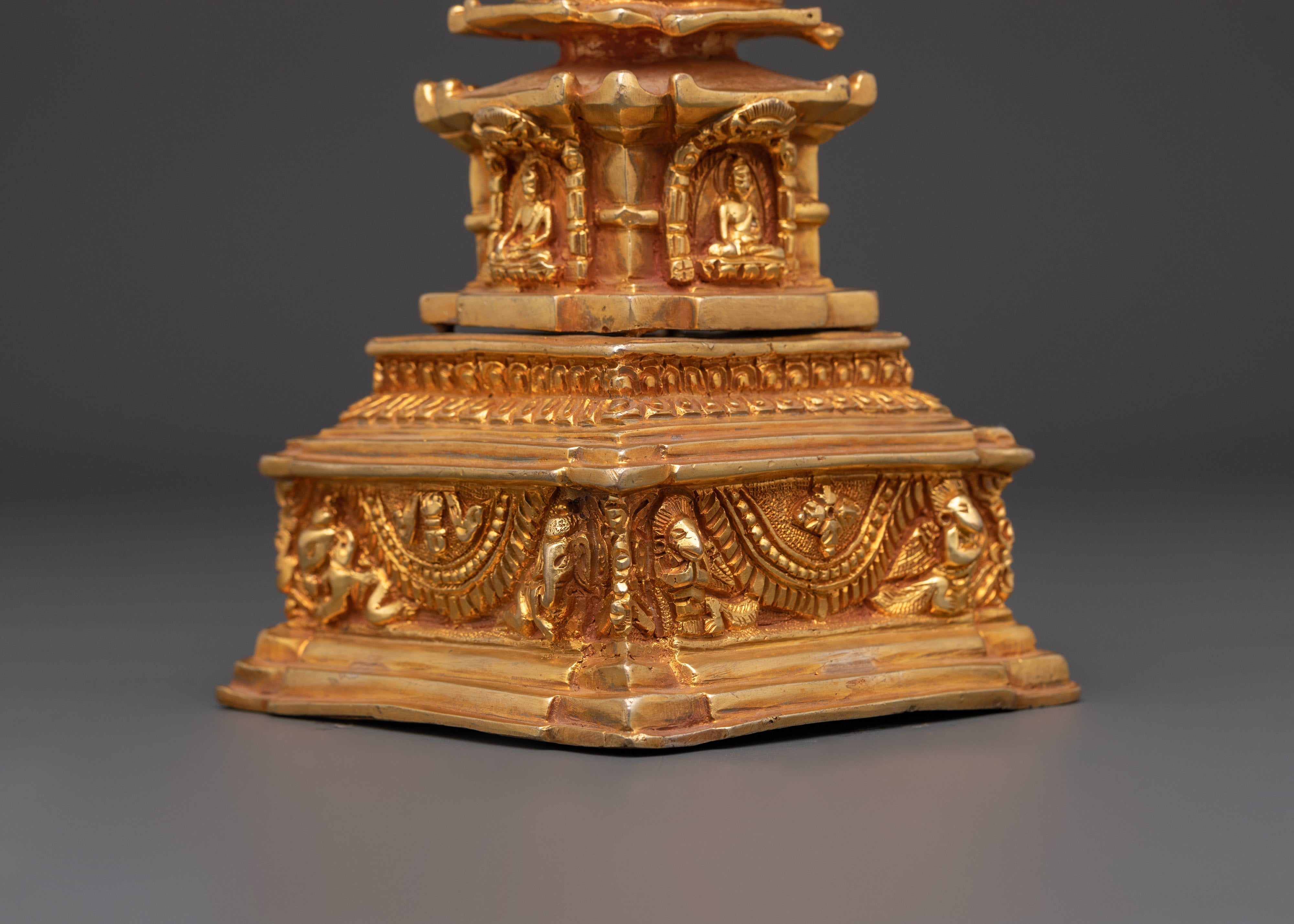 Copper Stupa with Gold Plating | Spiritual Decor