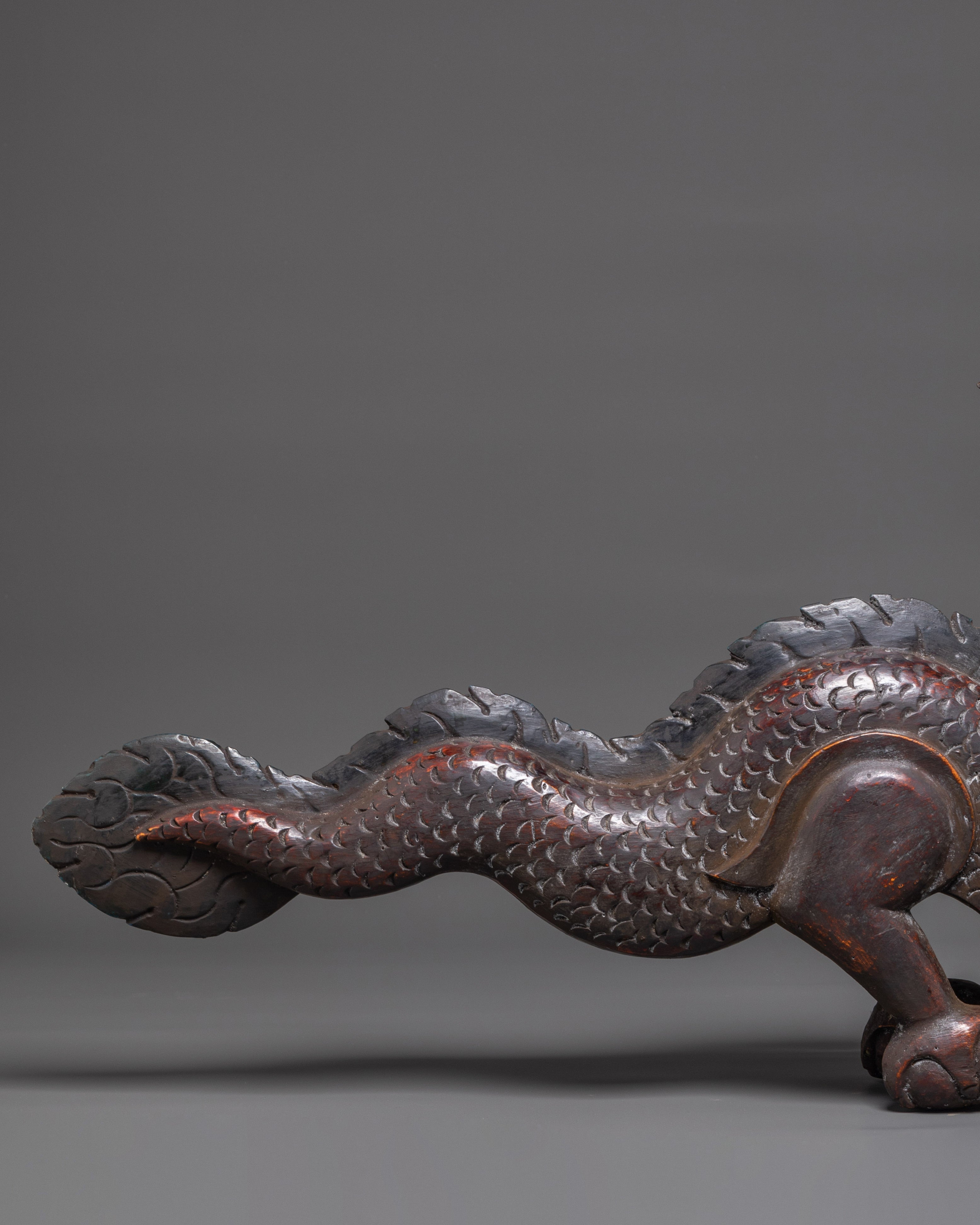 Tibetan Dragon Wooden Sculpture | Symbol of Strength and Prosperity