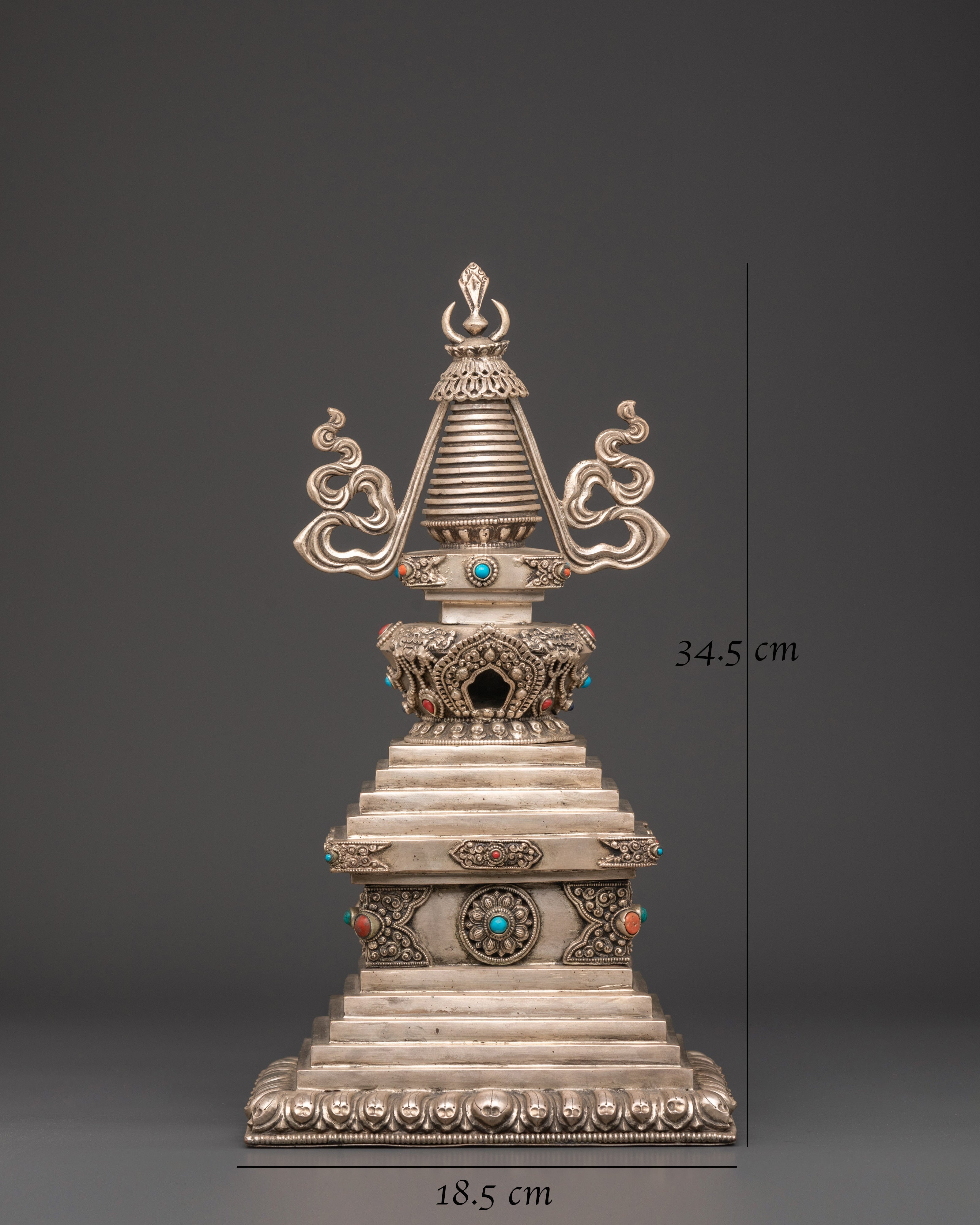 Copper Stupa with Silver Plating