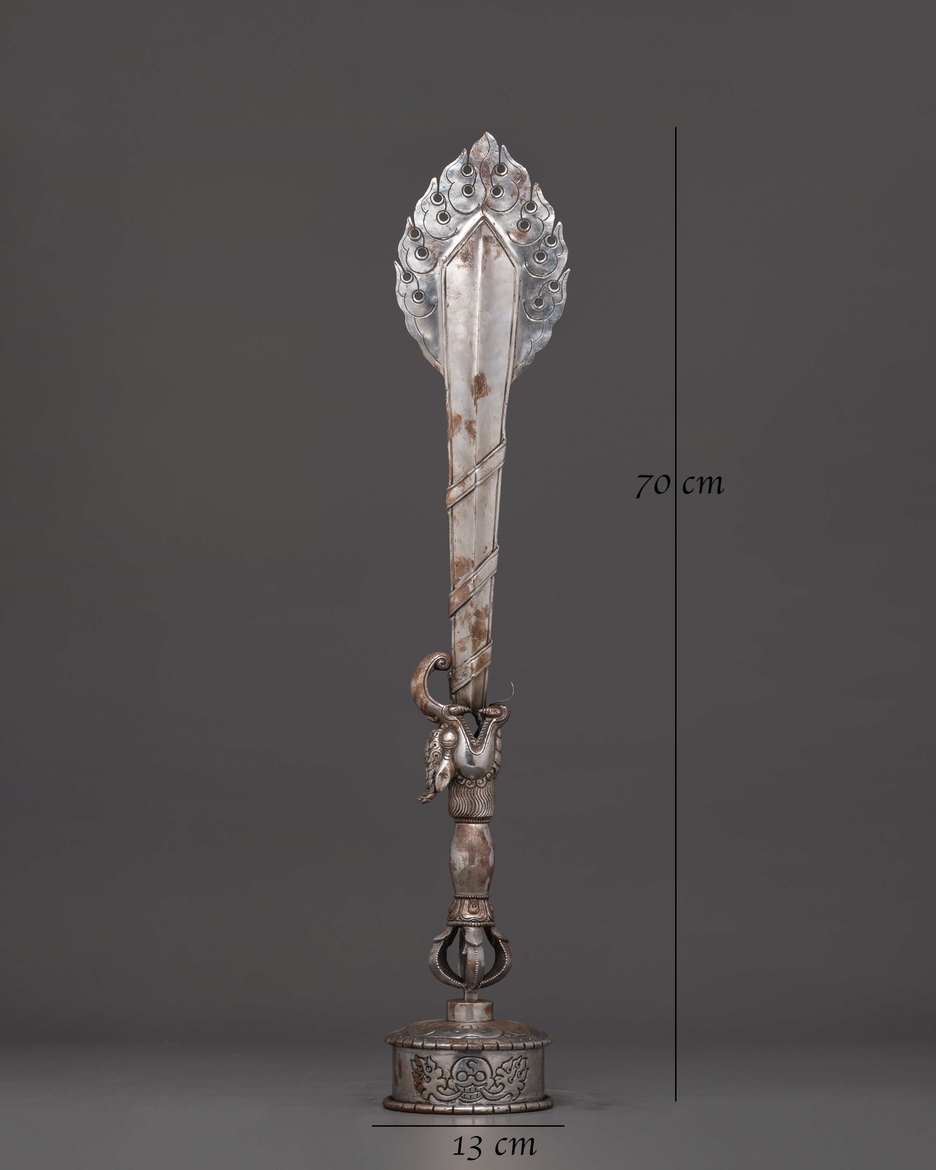 Dragon-Head Ritual Sword with Stand | Handcrafted Iron Blade