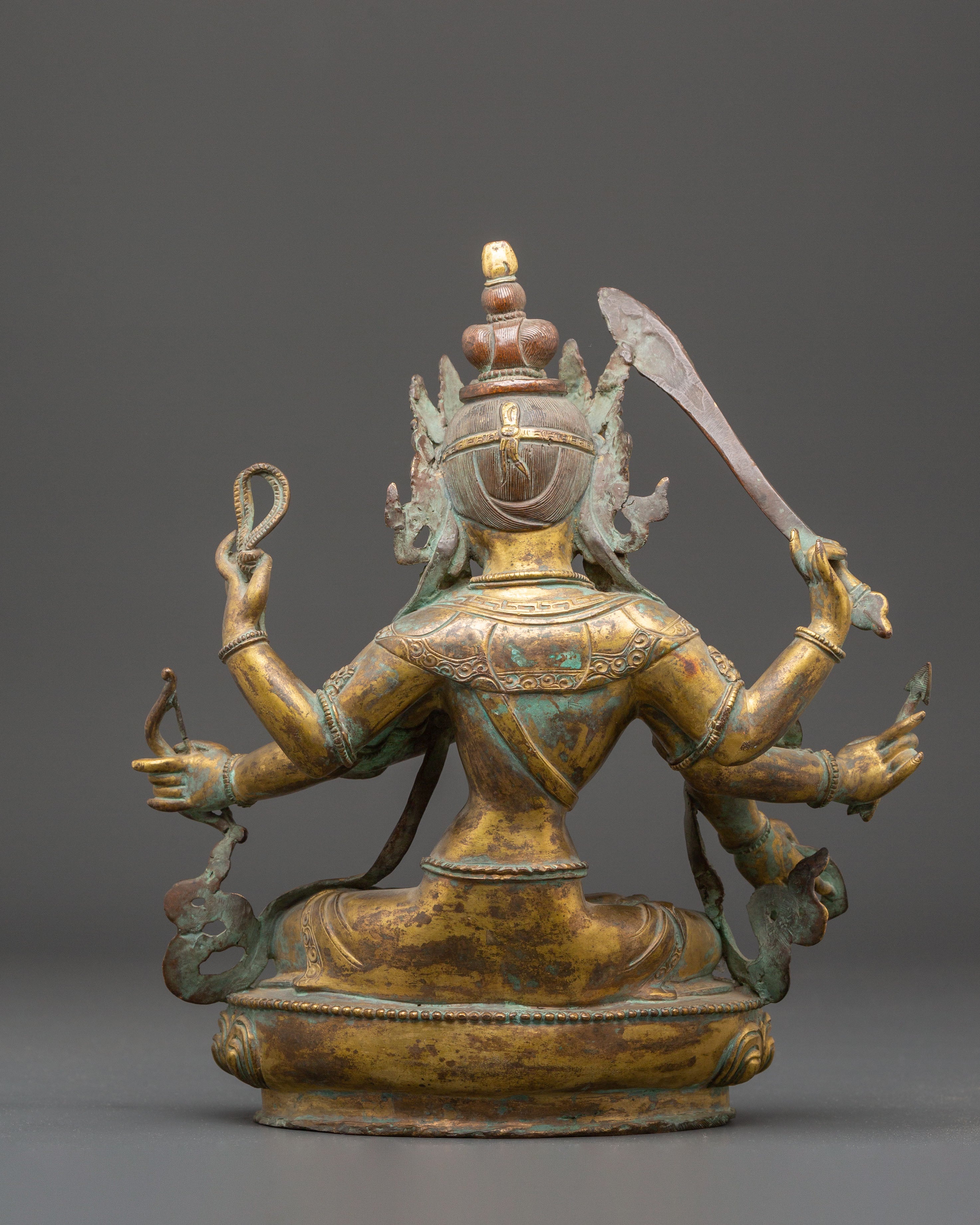 Handmade Maha Manjushri Statue | Antique Tibetan Copper Sculpture