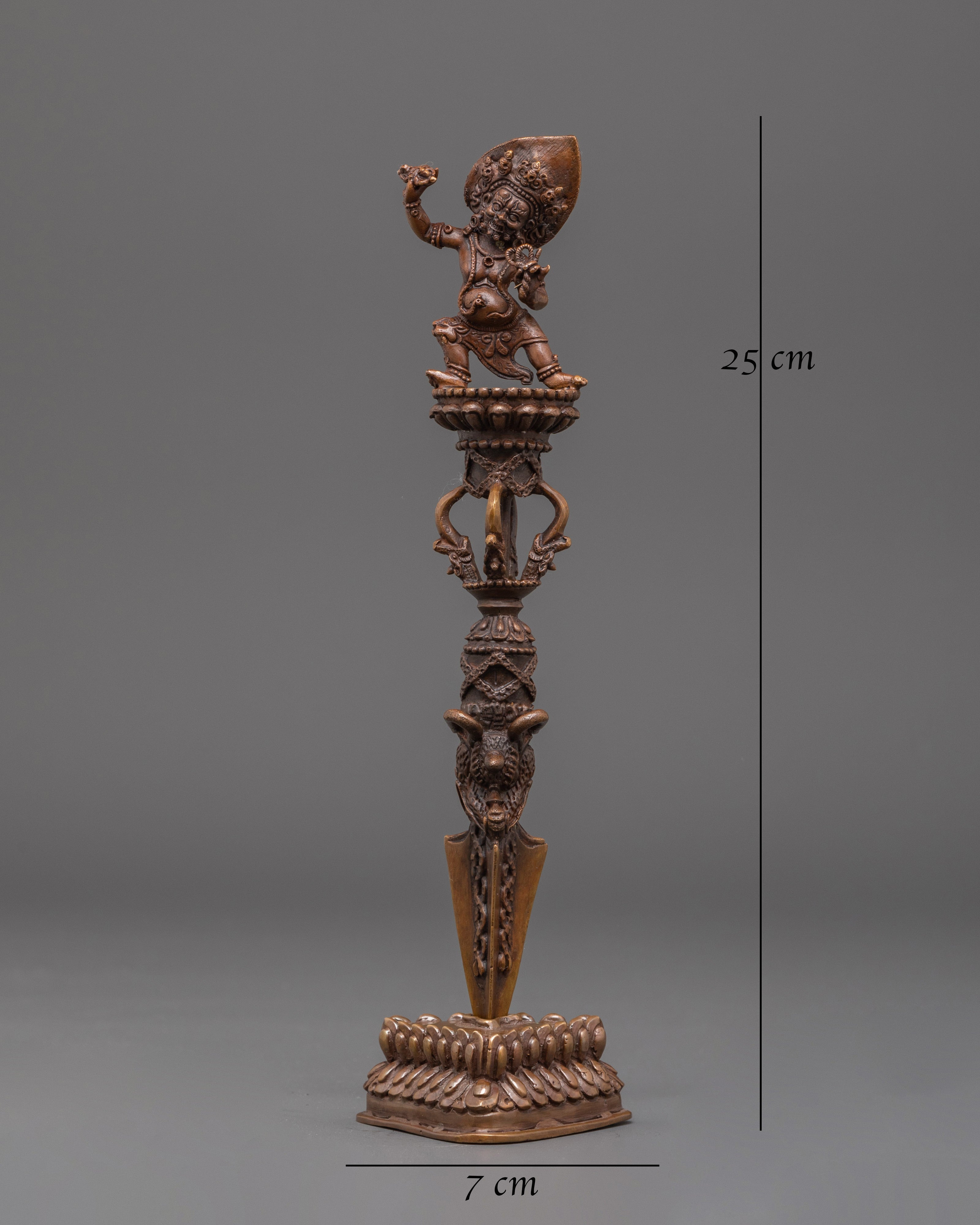 Tantric Ritual Phurba in Oxidized Copper | Sacred Copper Phurba