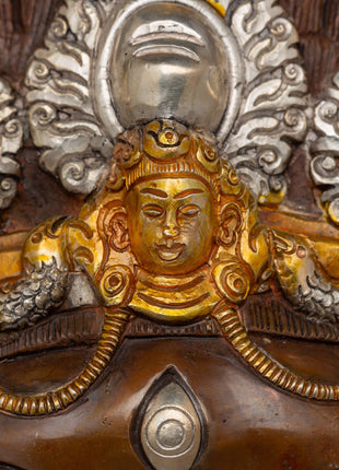 Gold Silver-Plated Mahakala Mask | Buddhist Protection Mask