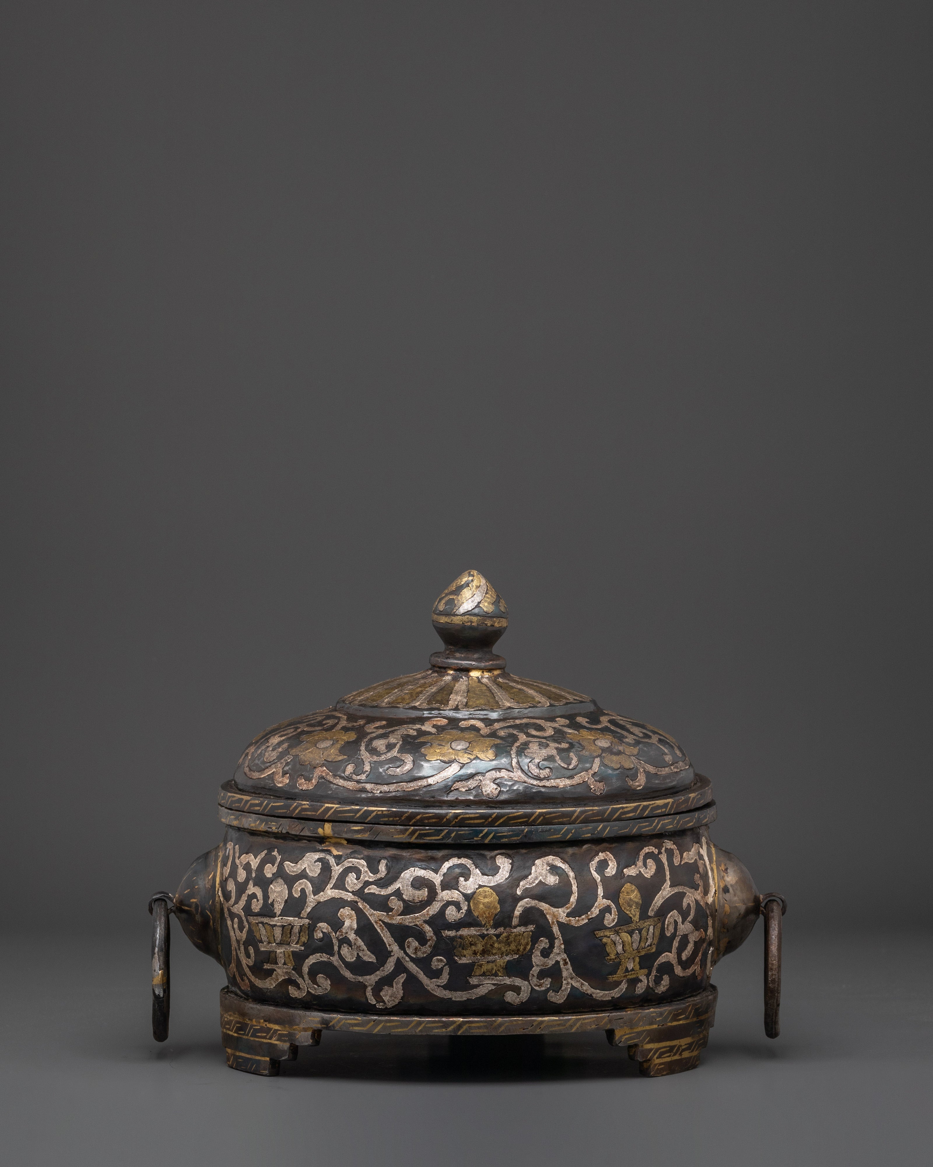 Rice Carry Pot with Silver Inlaid | Traditional Decorative Piece