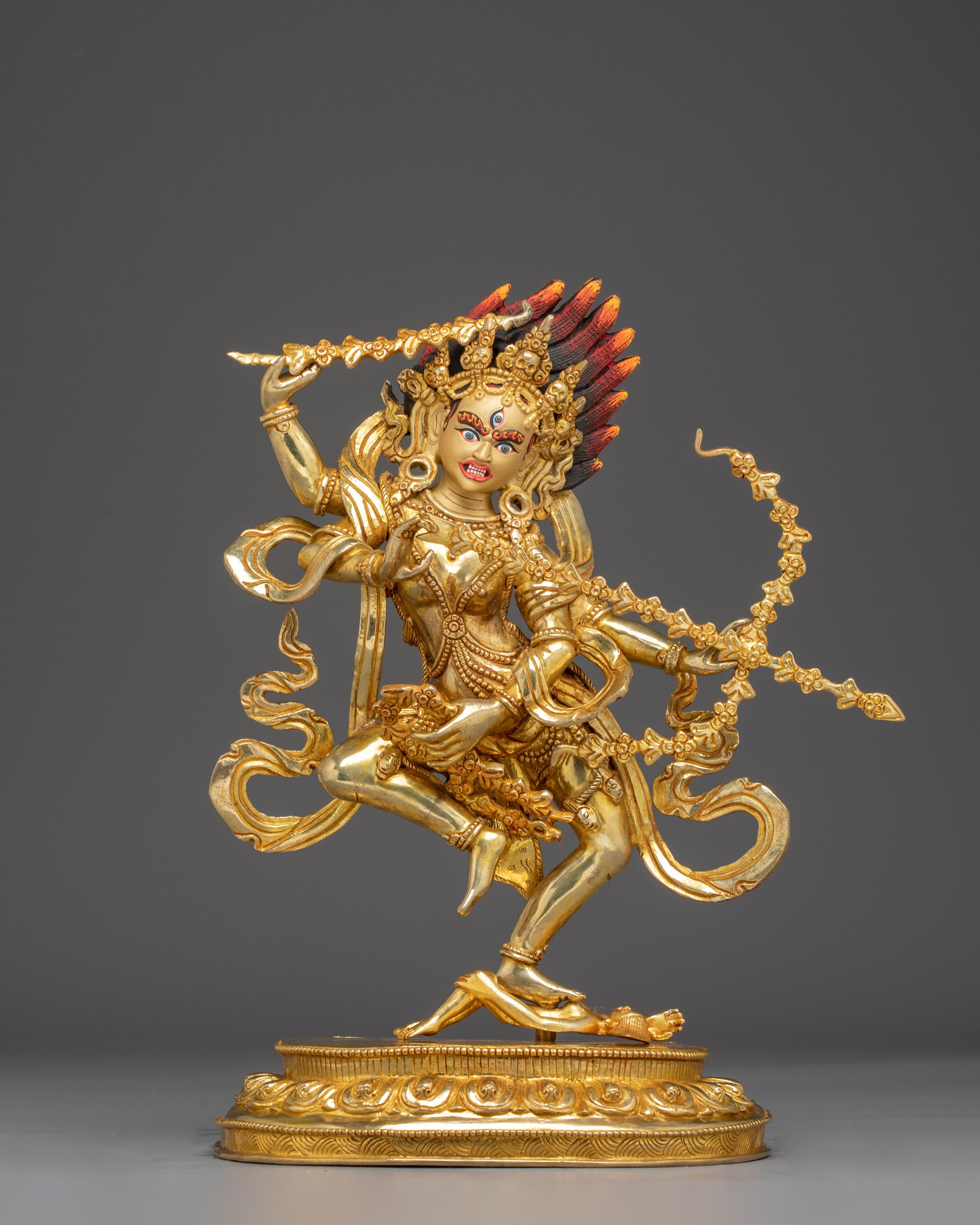 Goddess of Magnetism Kurukulla Statue | Tibetan Copper Gold Plated Deity