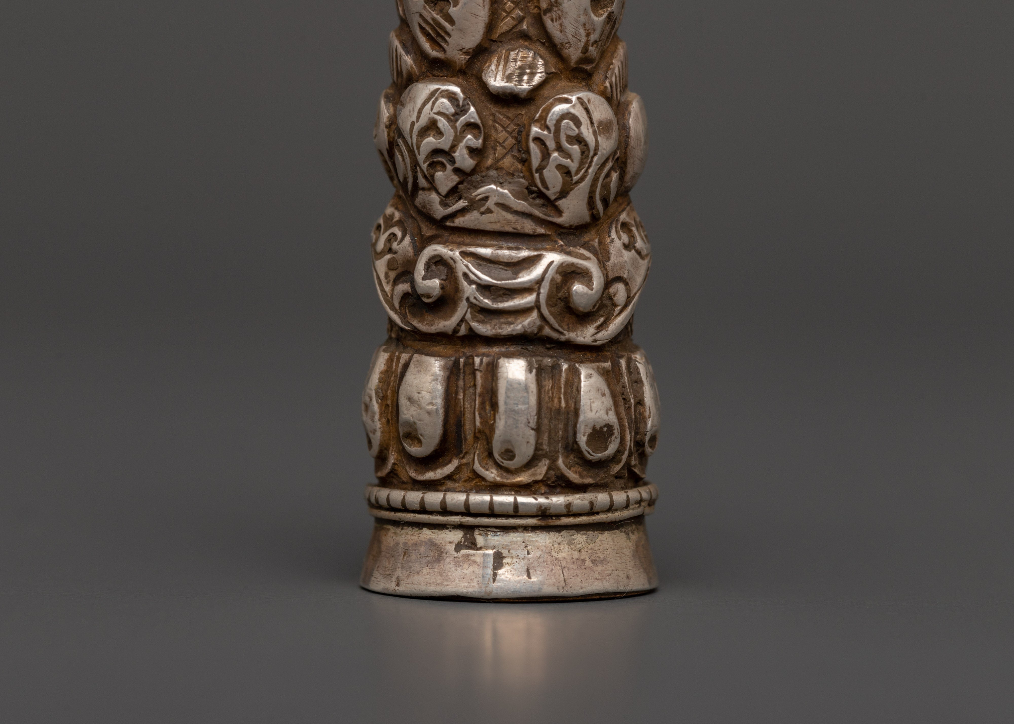 Tibetan Silver Seal Stamp | Buddhist Symbolic Tool for Altar