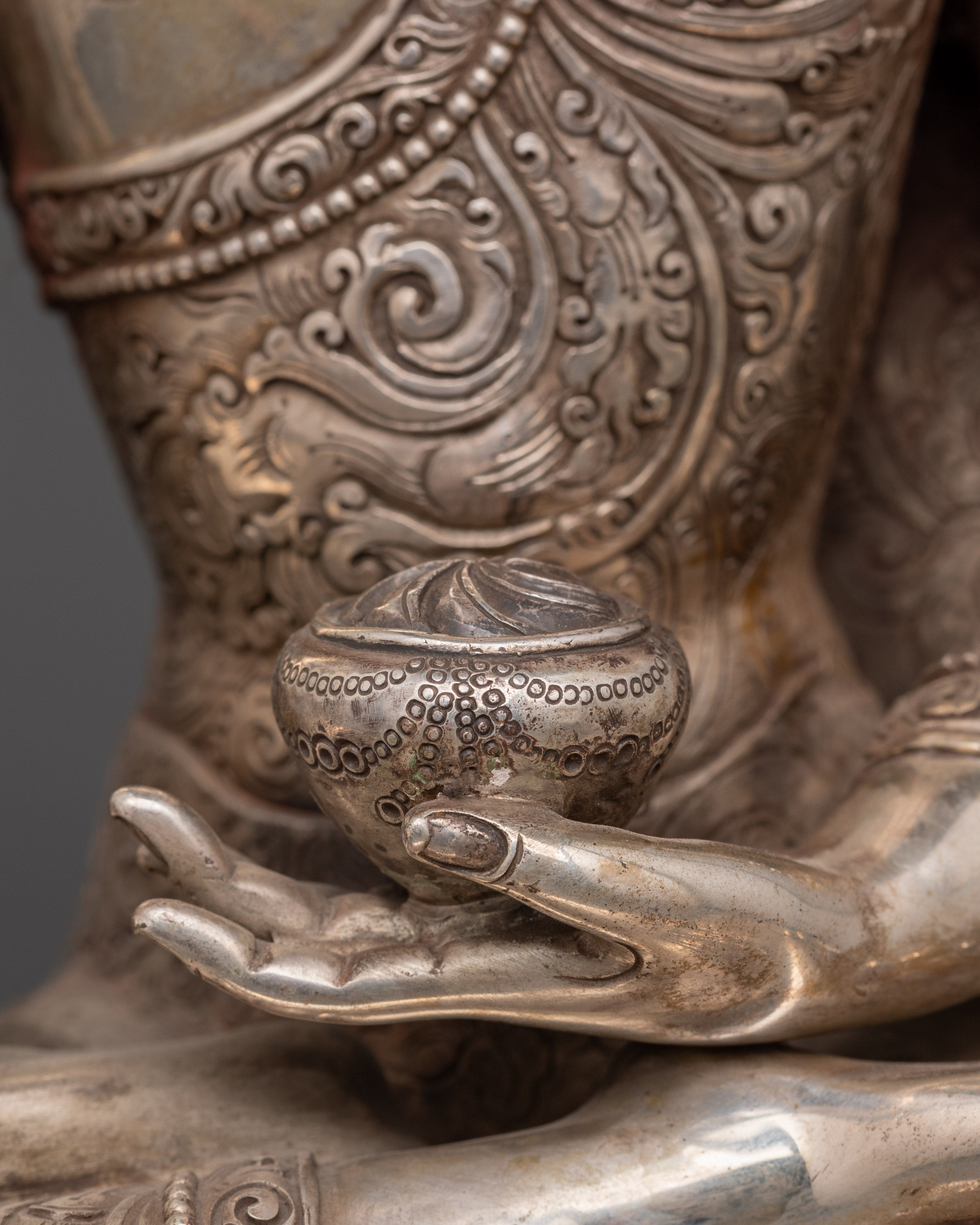 Pure Silver Shakyamuni Buddha Statue | Handcrafted Spiritual Decor