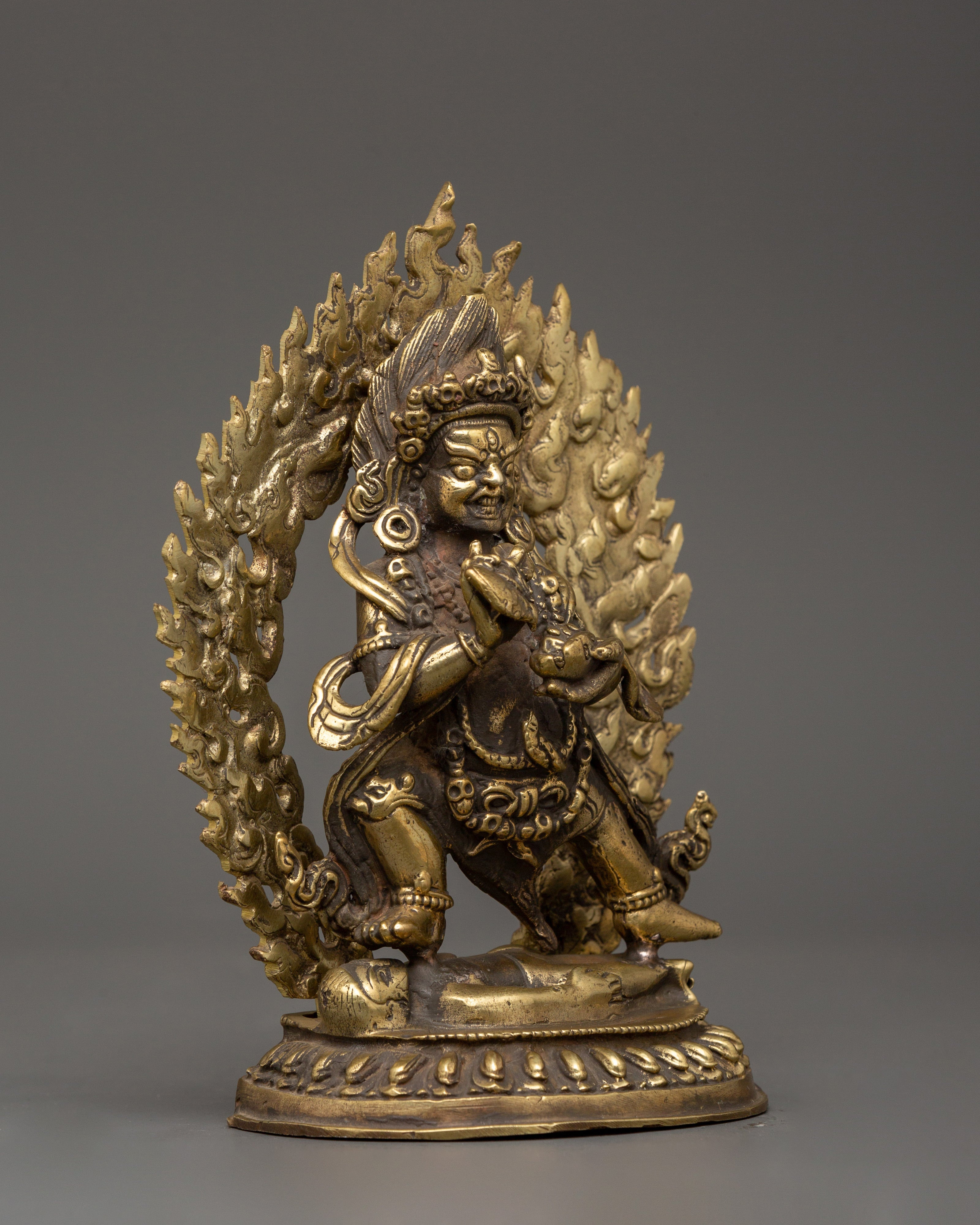 Handcrafted Brass Mahakala Bernagchen Statue | Buddhist Home Decor