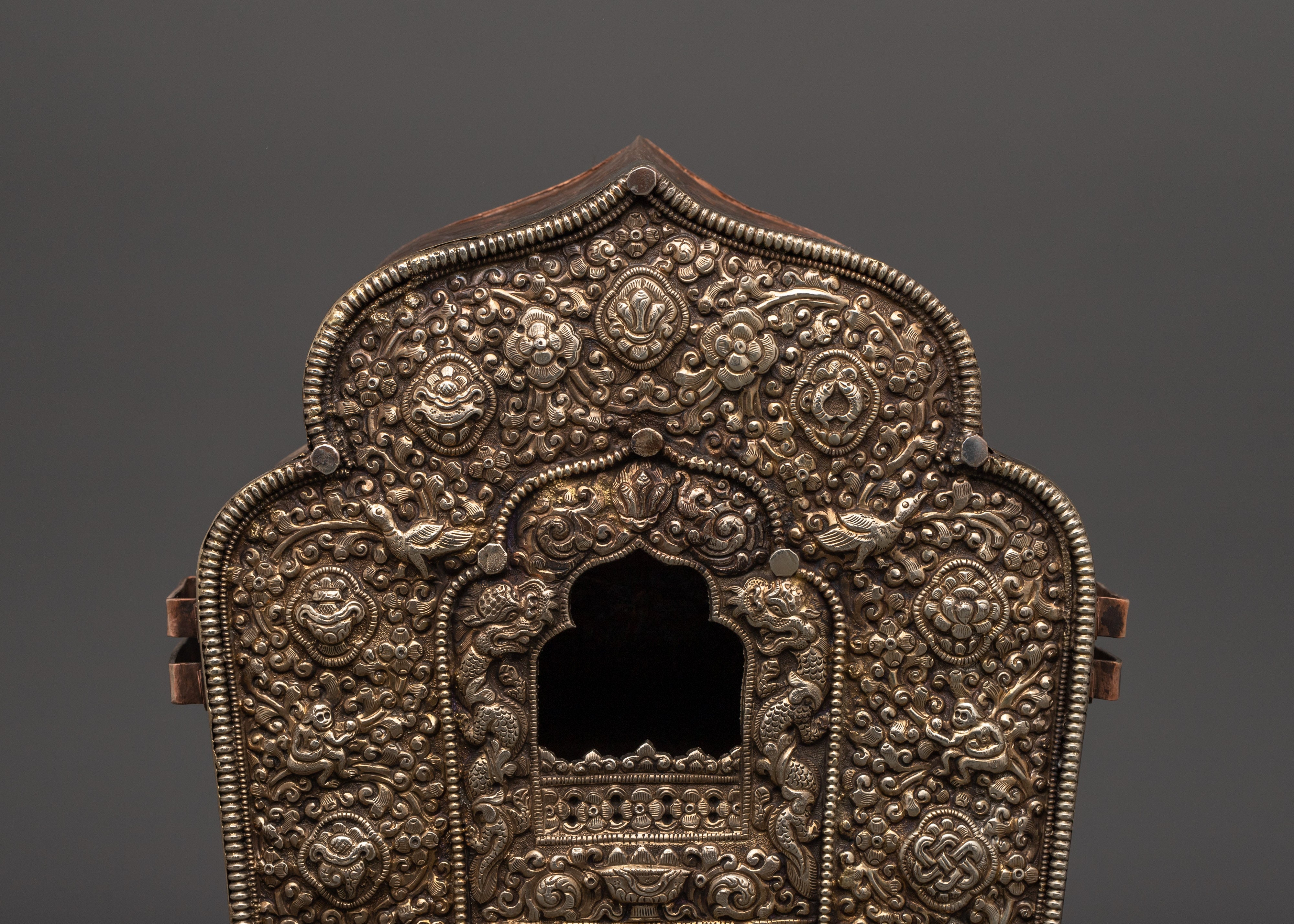 Handcrafted Ghau Box with White Metal & Copper Body | Sacred Relic