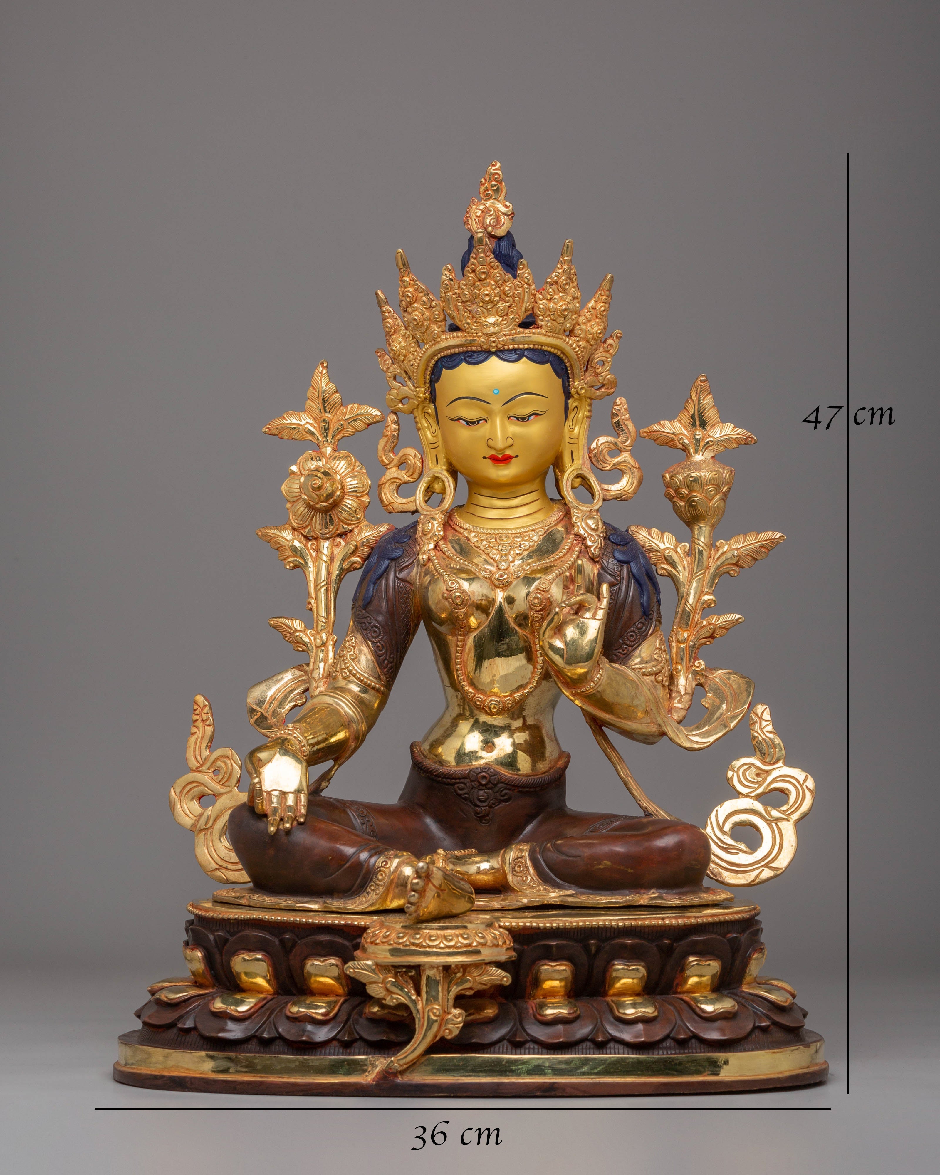 Handcrafted Copper Green Tara Statue | Spiritual Decor