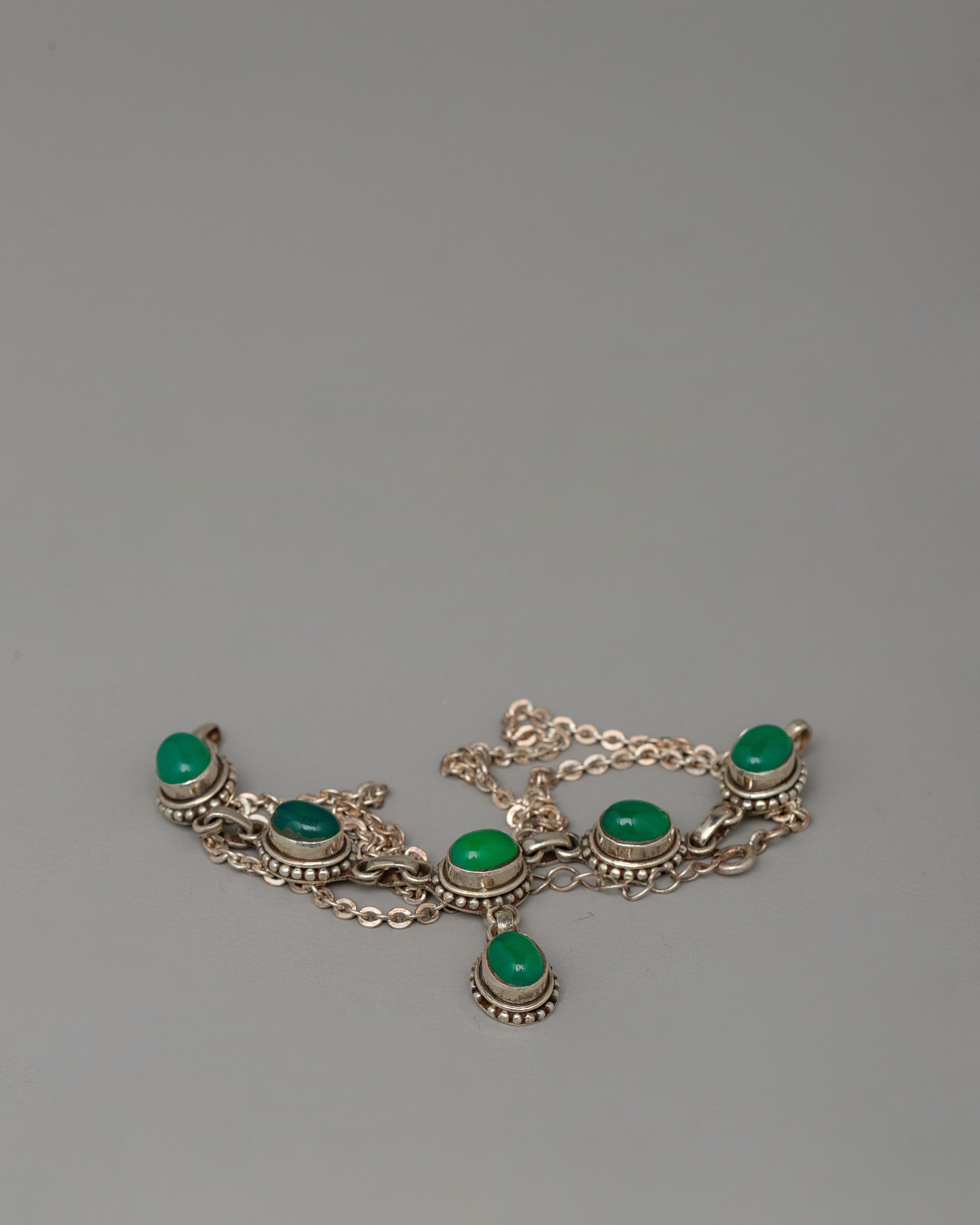 Sterling Silver Green Onyx Necklace | Timeless Handcrafted Elegance