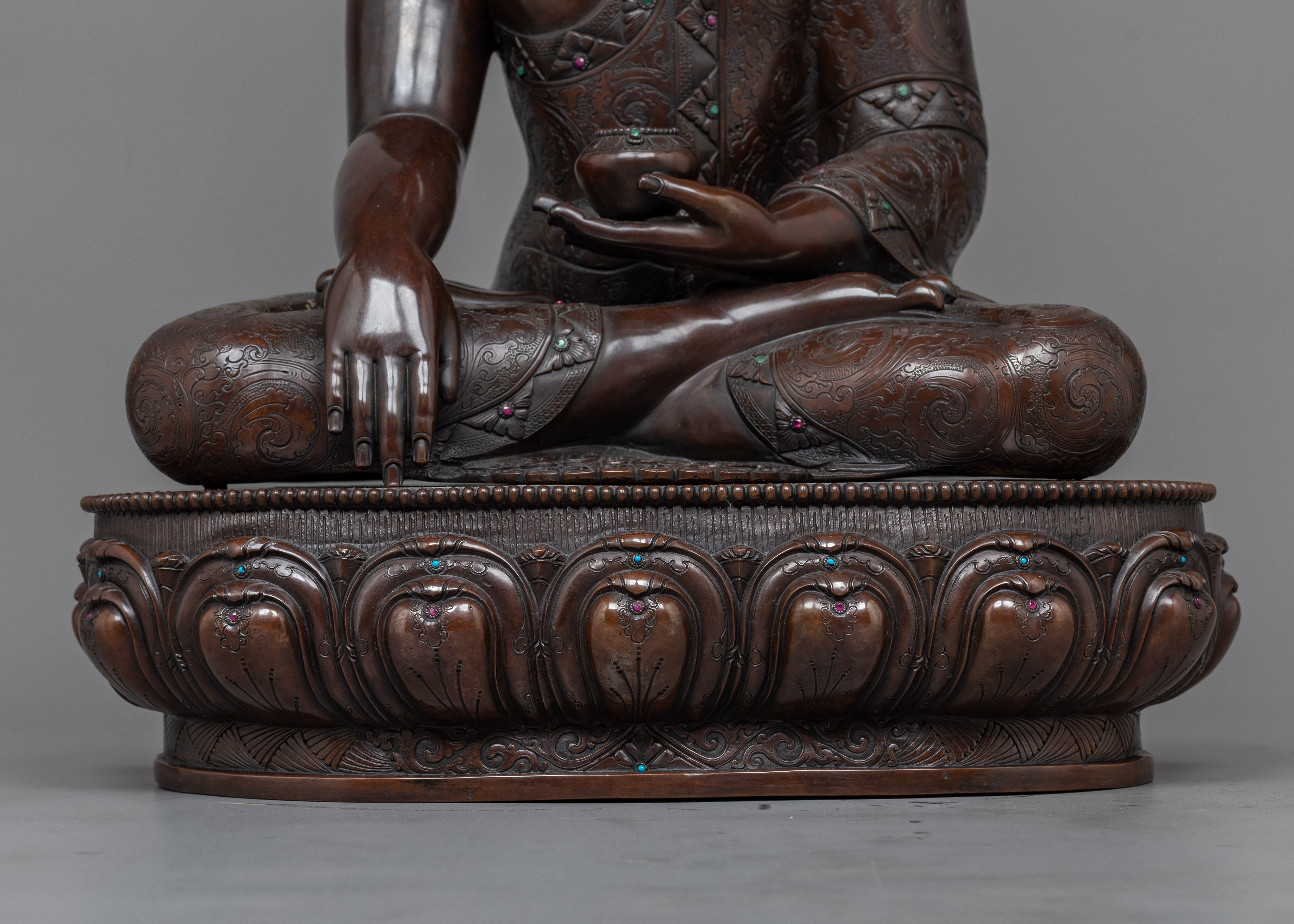 Shakyamuni Buddha Dark Oxidized Statue | Majestic Symbol of Enlightenment