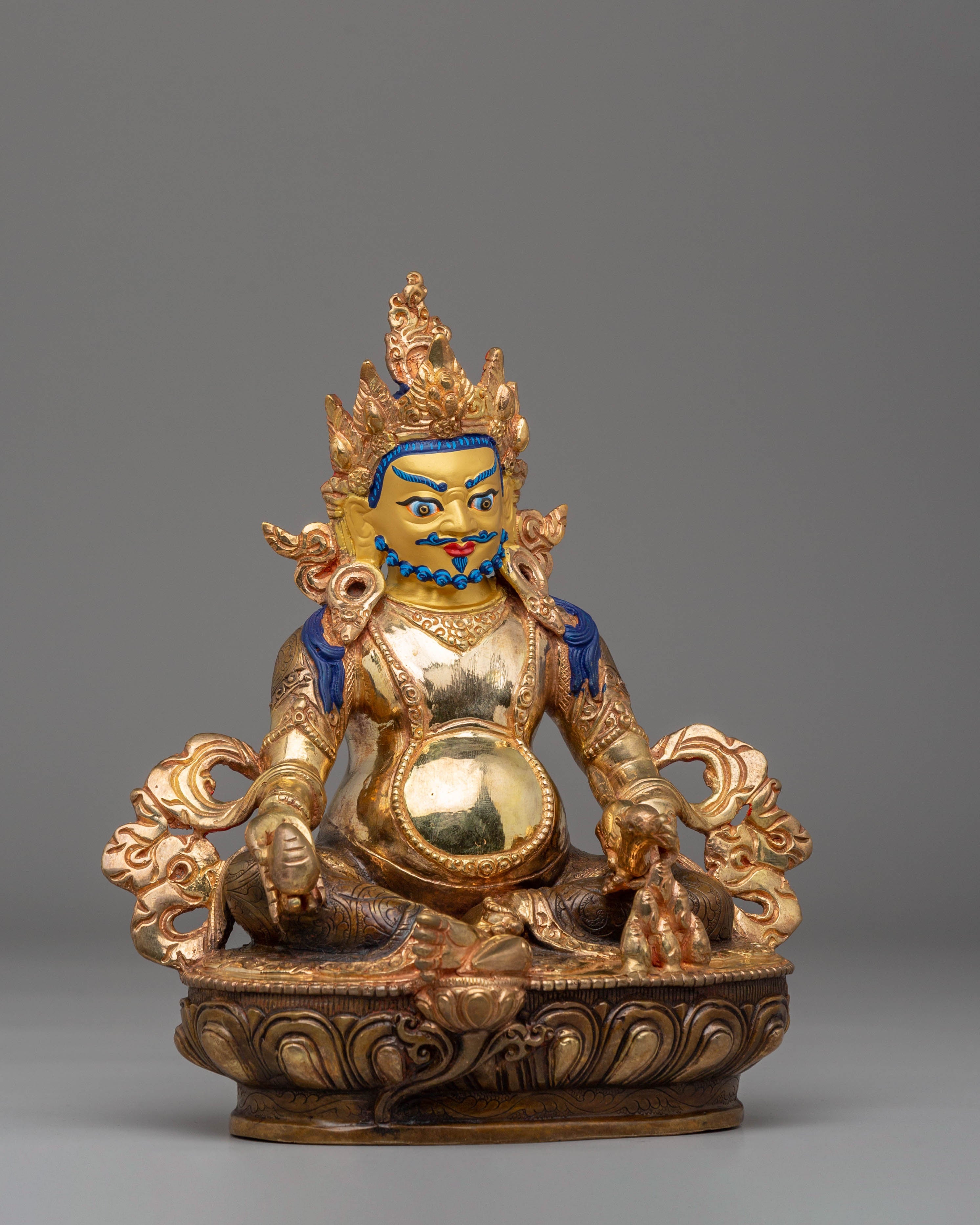 Dzambhala Handcrafted Sculpture | Gold Plated Prosperity Deity Statue