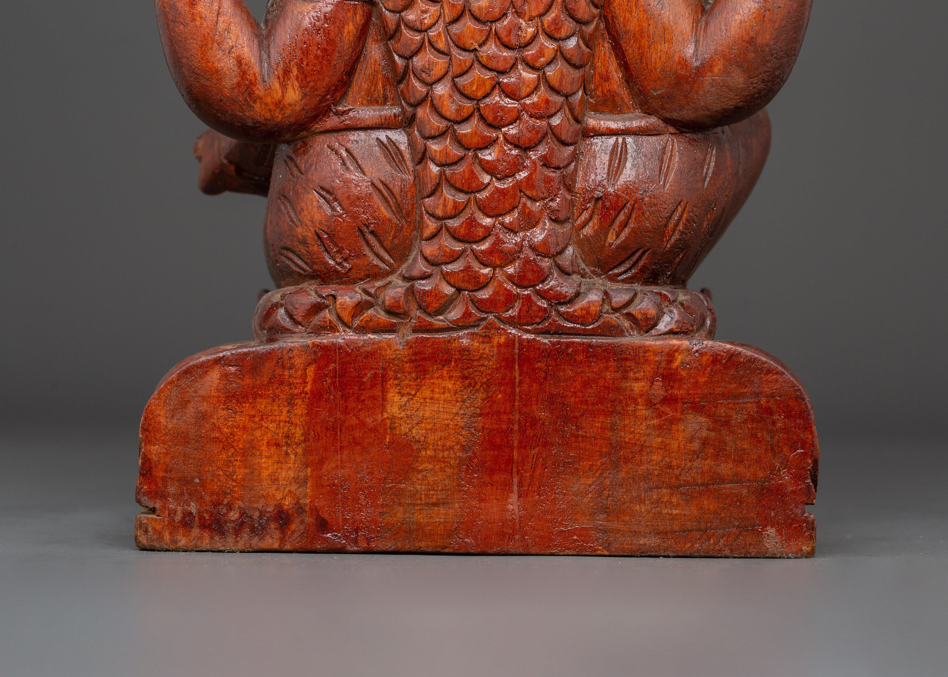 Handcrafted Wooden Ganesha Sculpture | Hindu Elephant Deity Figurine