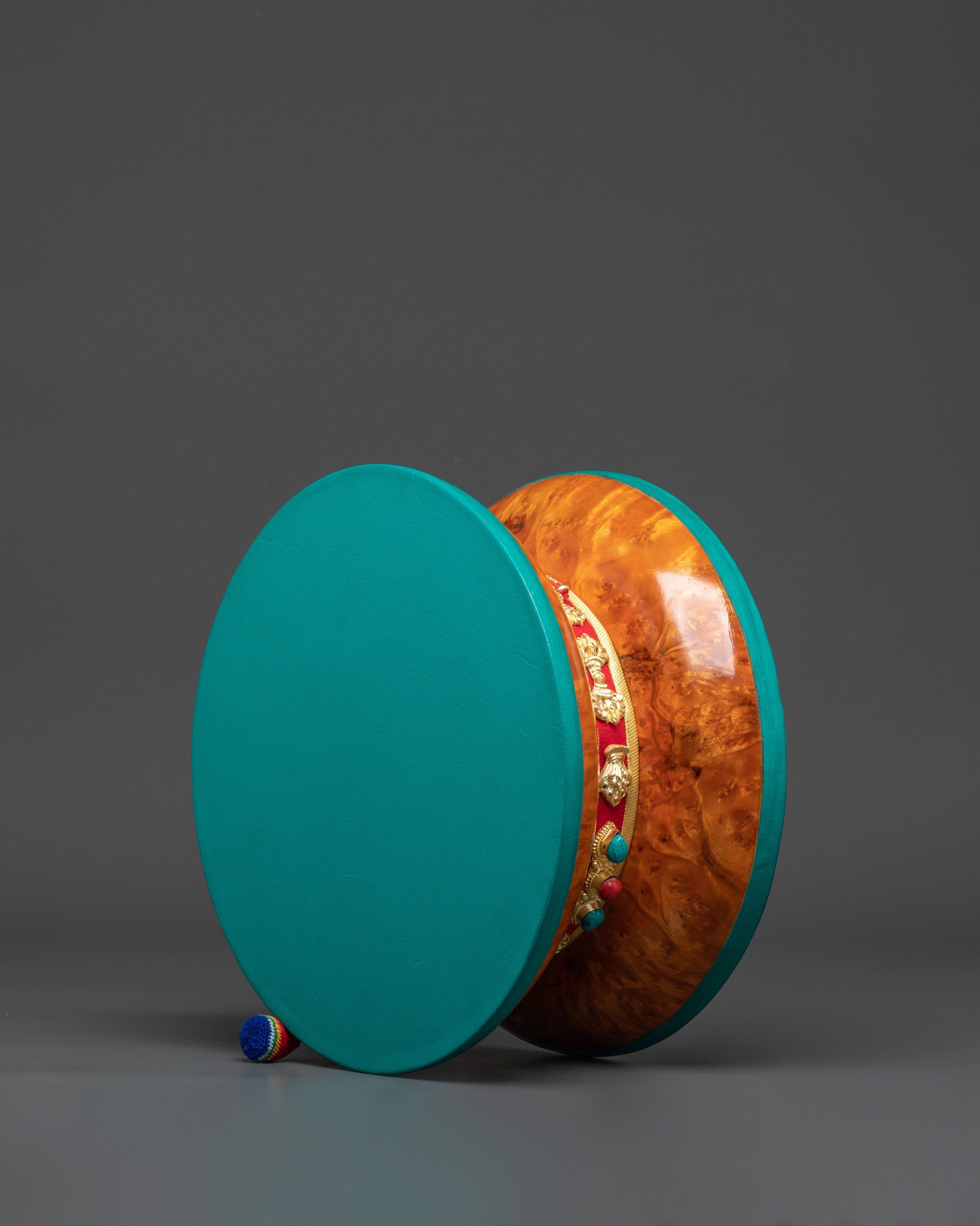 Tibetan Damaru Drum with Silk Tail | Chod Ritual Drum in Bhutanese Wood