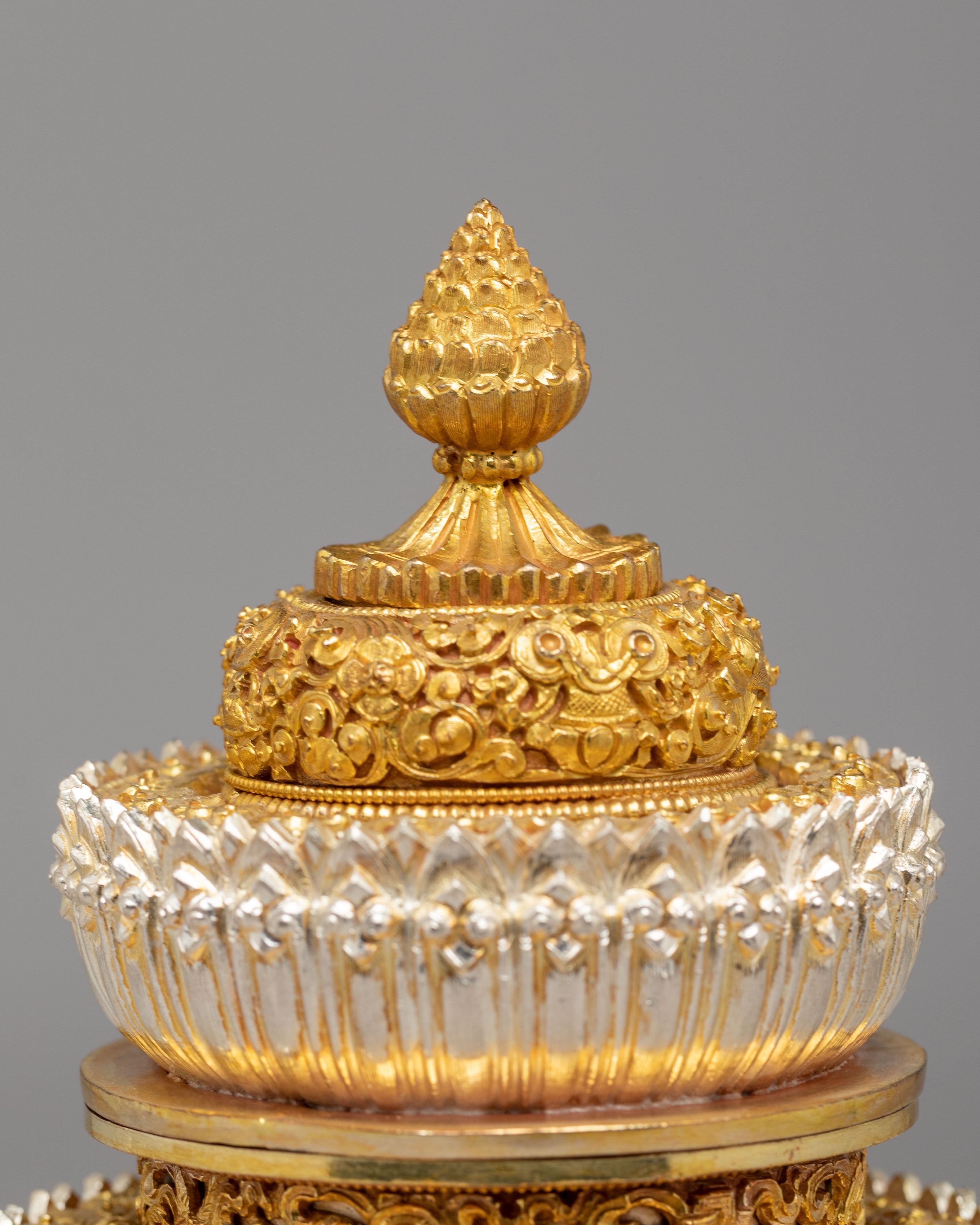 Ceremonial Buddhist Rice Pot | Sacred Altar Offering Vessel