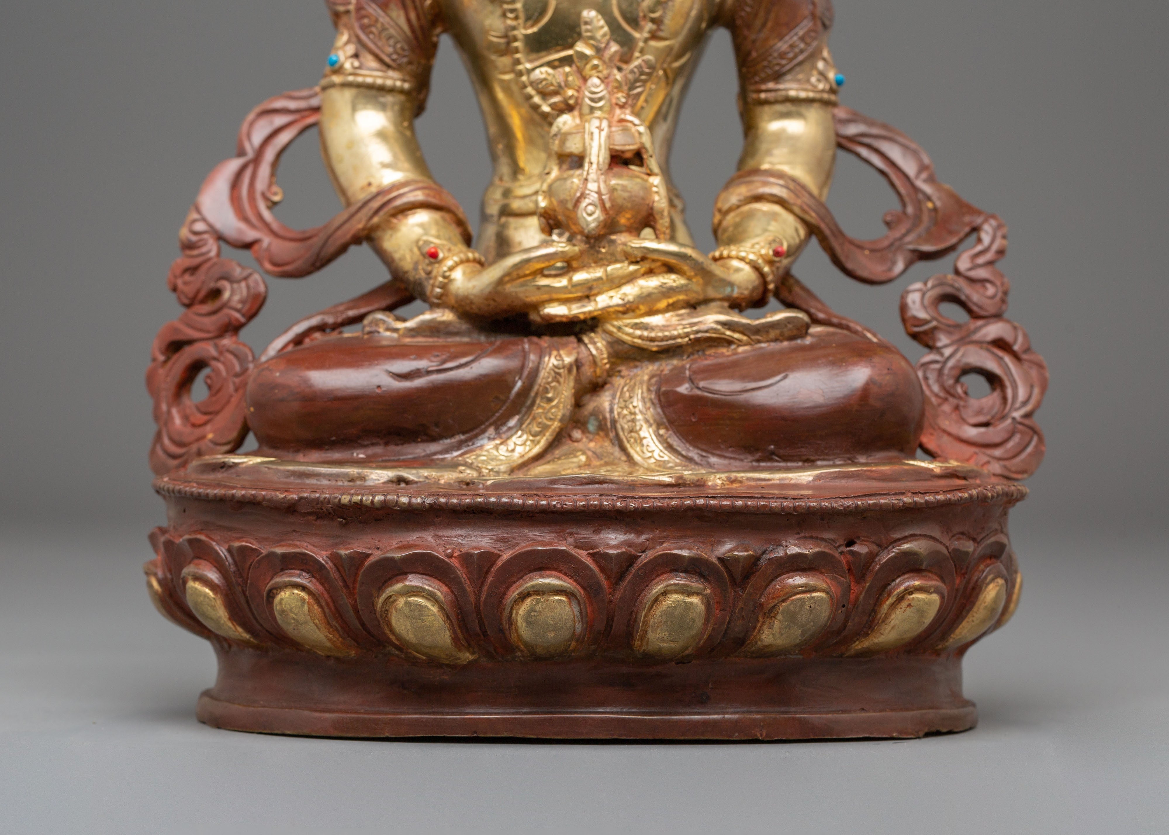 Sacred Long Life Amitayus Buddha Statue | Golden Copper Buddha Sculpture