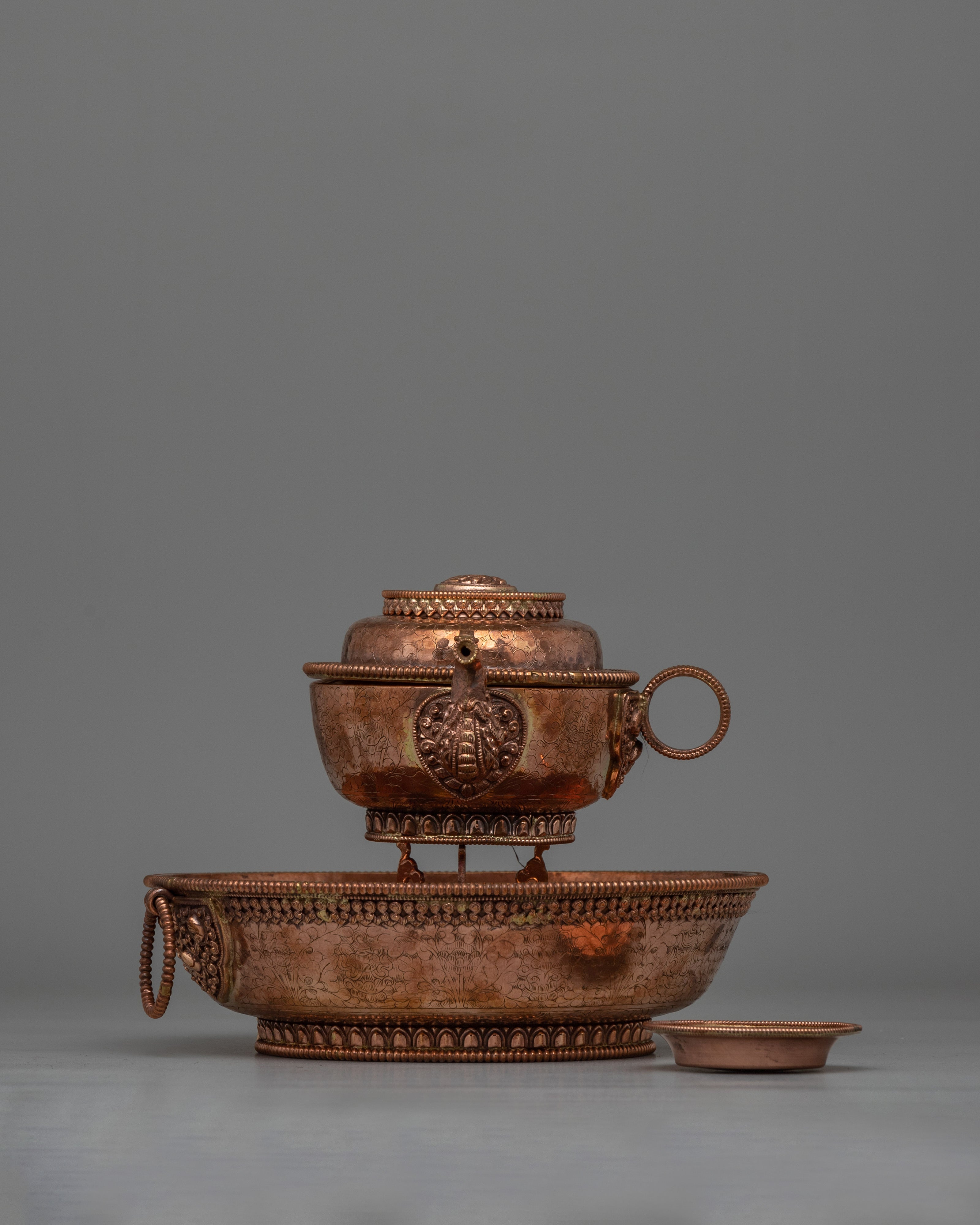 Copper Tibetan Water Offering Set | Buddhist Ceremonial Vessel