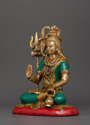 Brass Lord Shiva Statue | Seated Hindu Deity Sculpture