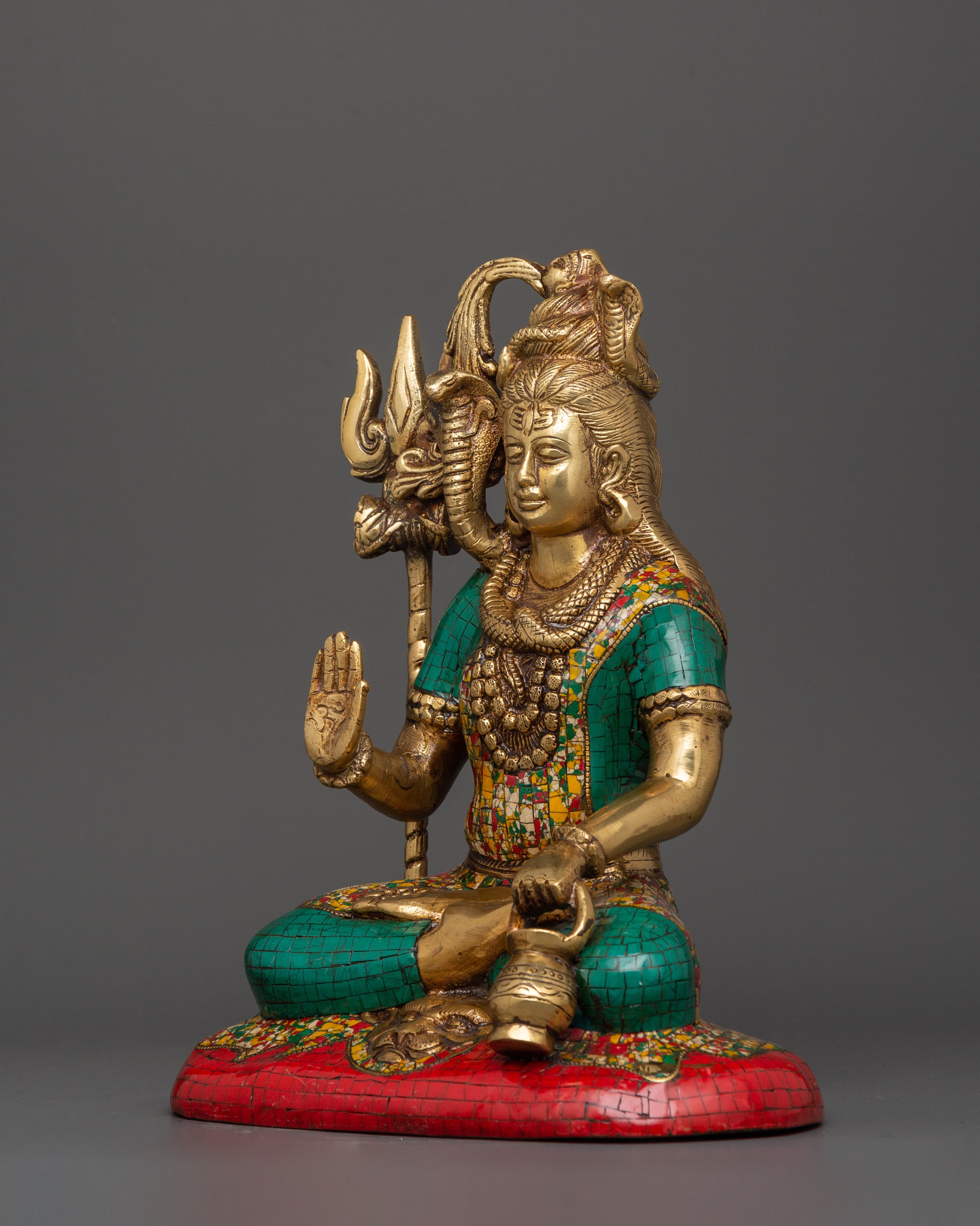 Brass Lord Shiva Statue | Seated Hindu Deity Sculpture