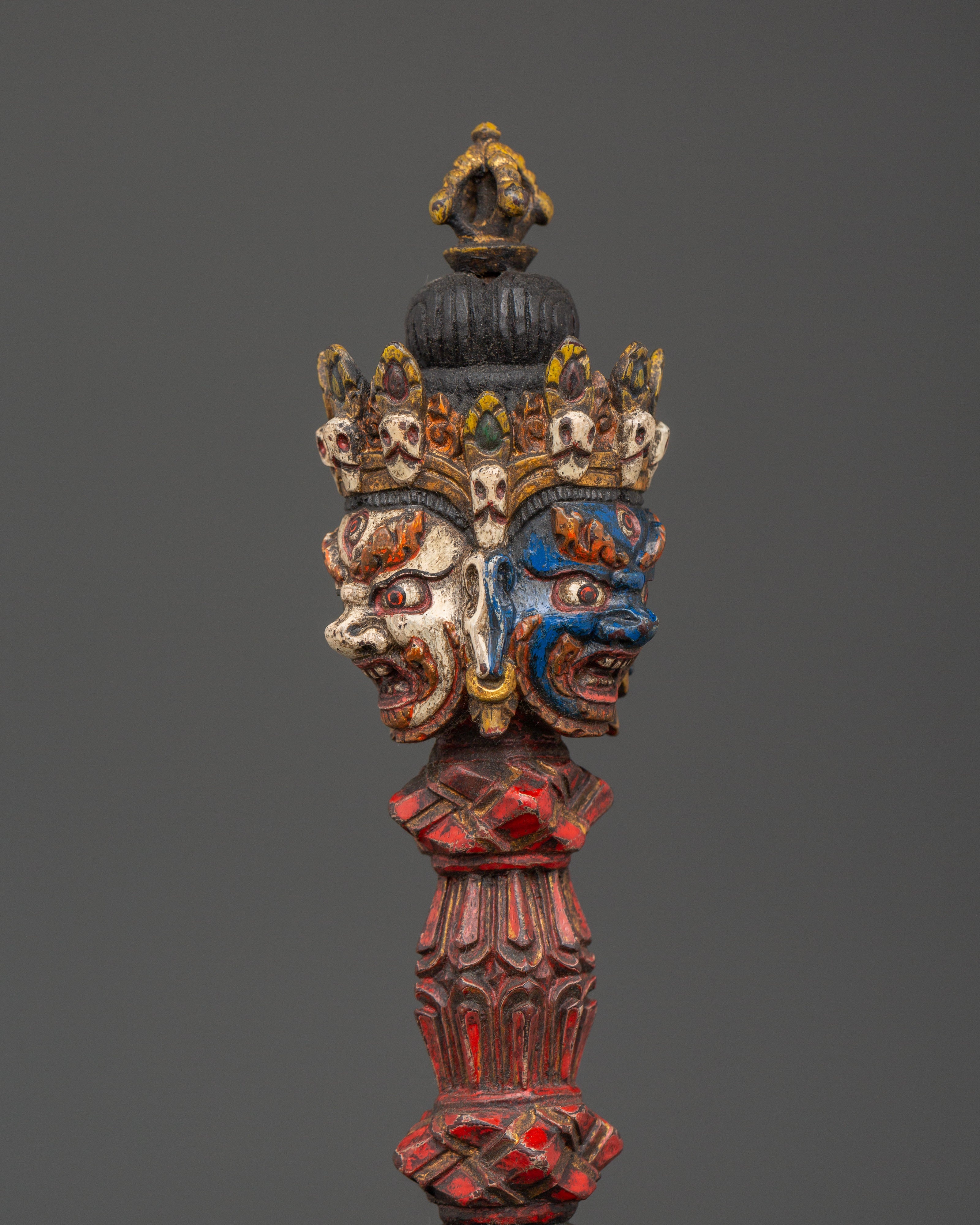 Tibetan Wooden Phurba | Sacred Tantric Artifact