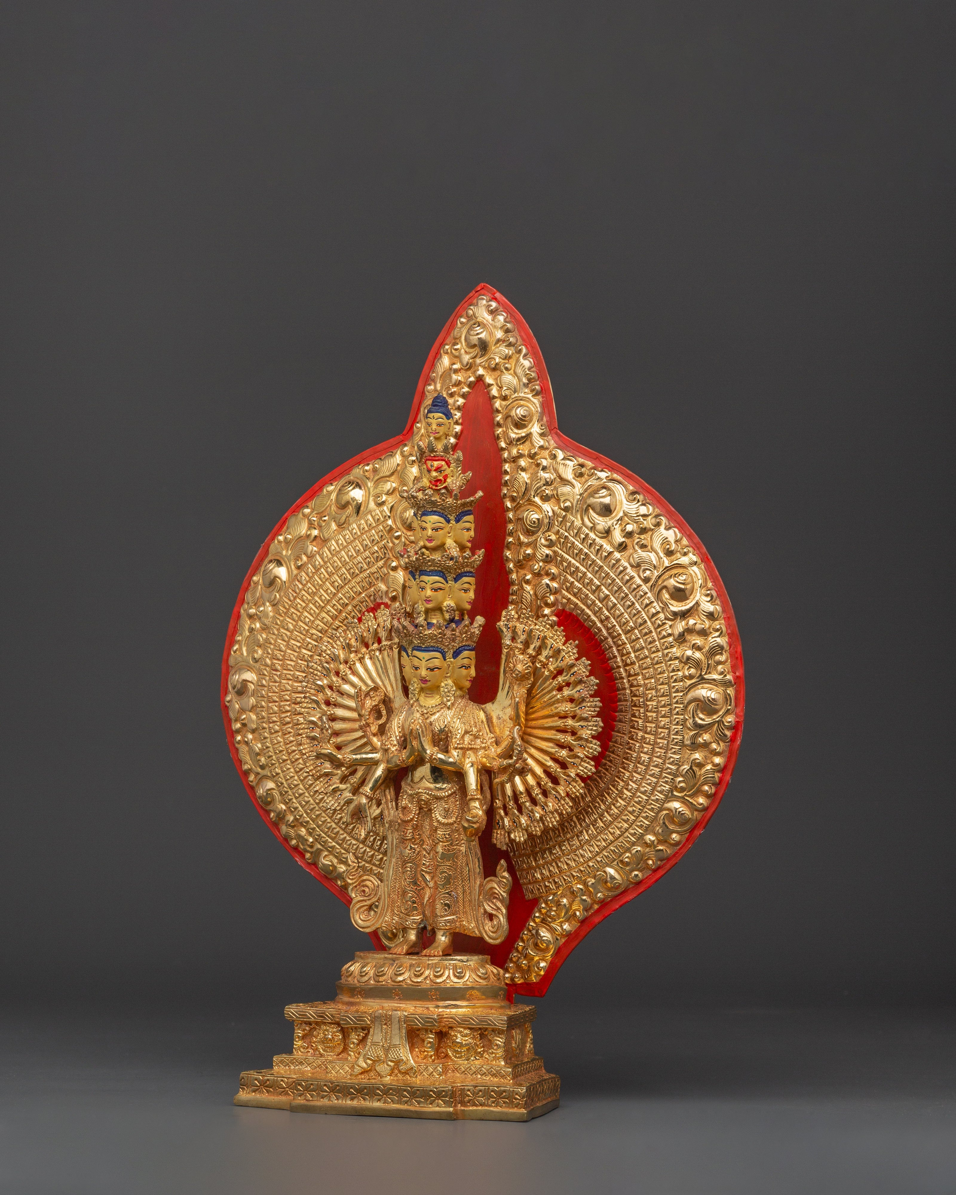 Gold Plated Thousand Armed Chenrezig | Bodhisattva Statue