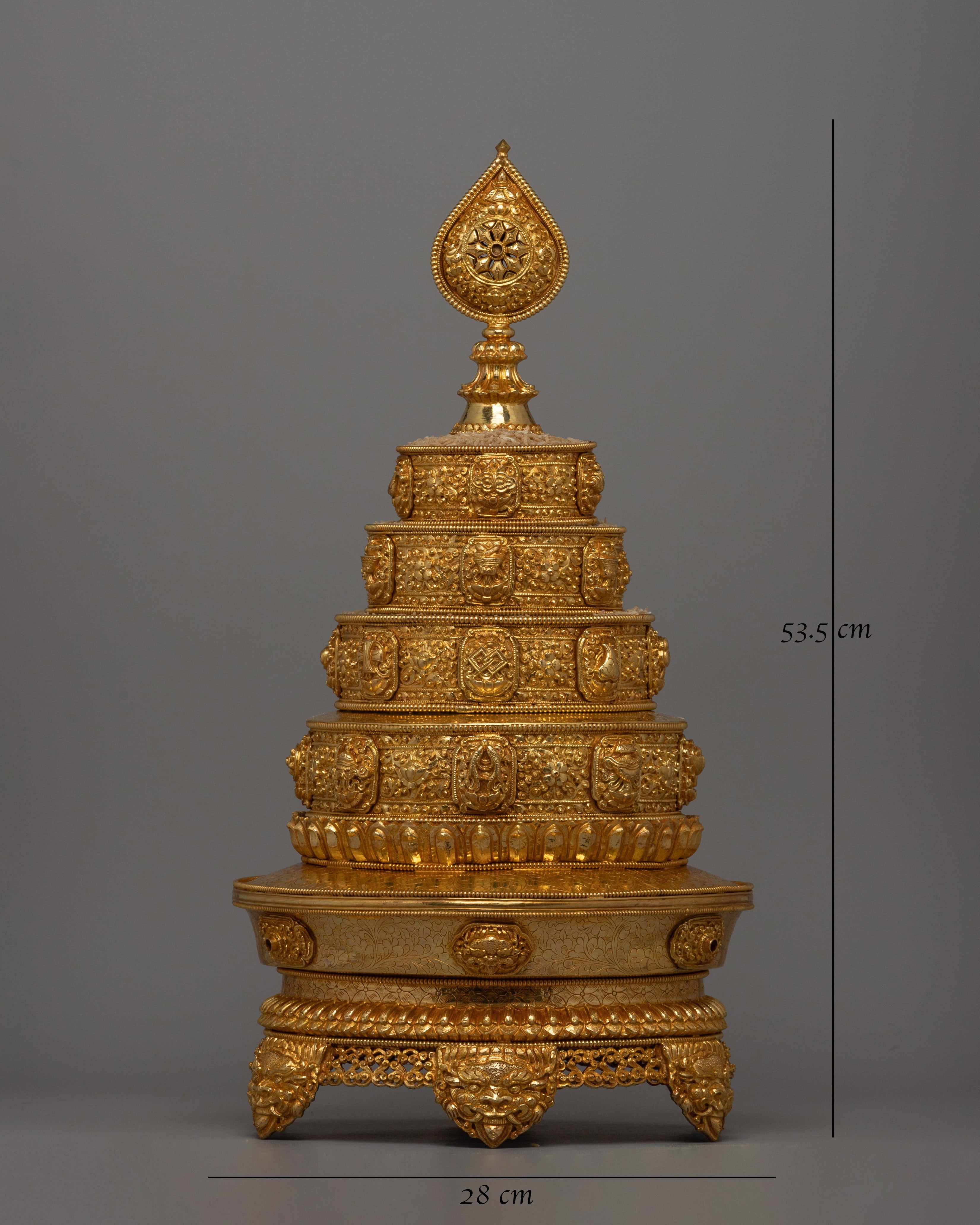 Gold-plated Stupa With a Copper Made | Spiritual Artifact, Sacred Meditation Symbol
