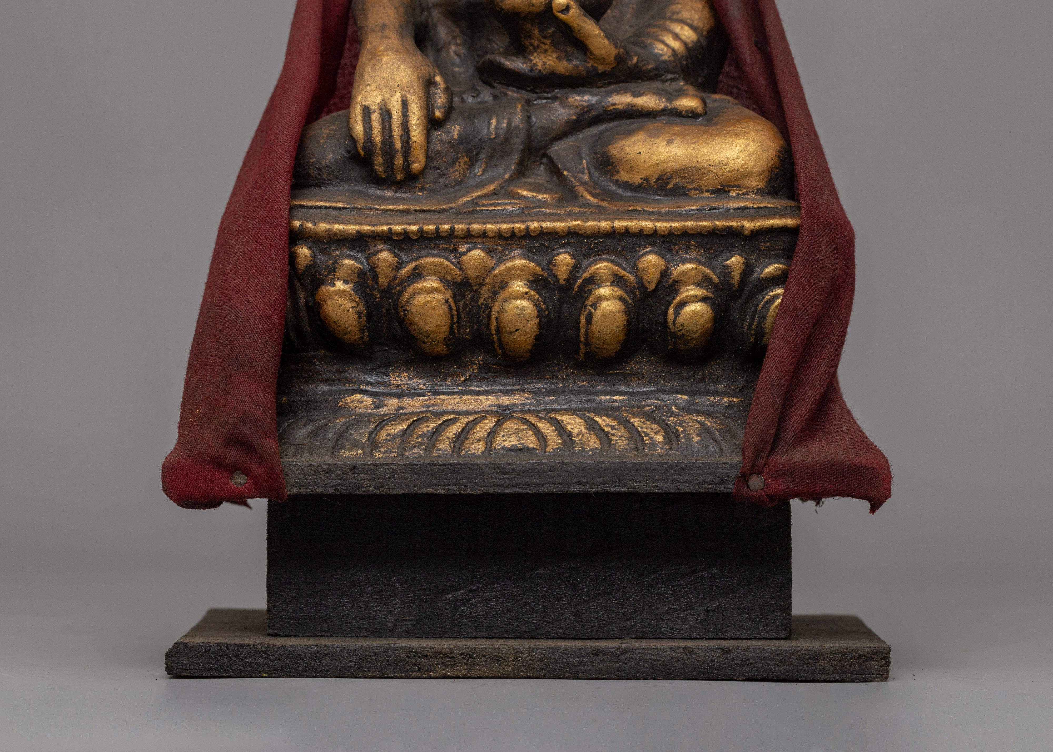 Shakyamuni Buddha Statue for Altar | Handcrafted Wood & Clay Sculpture