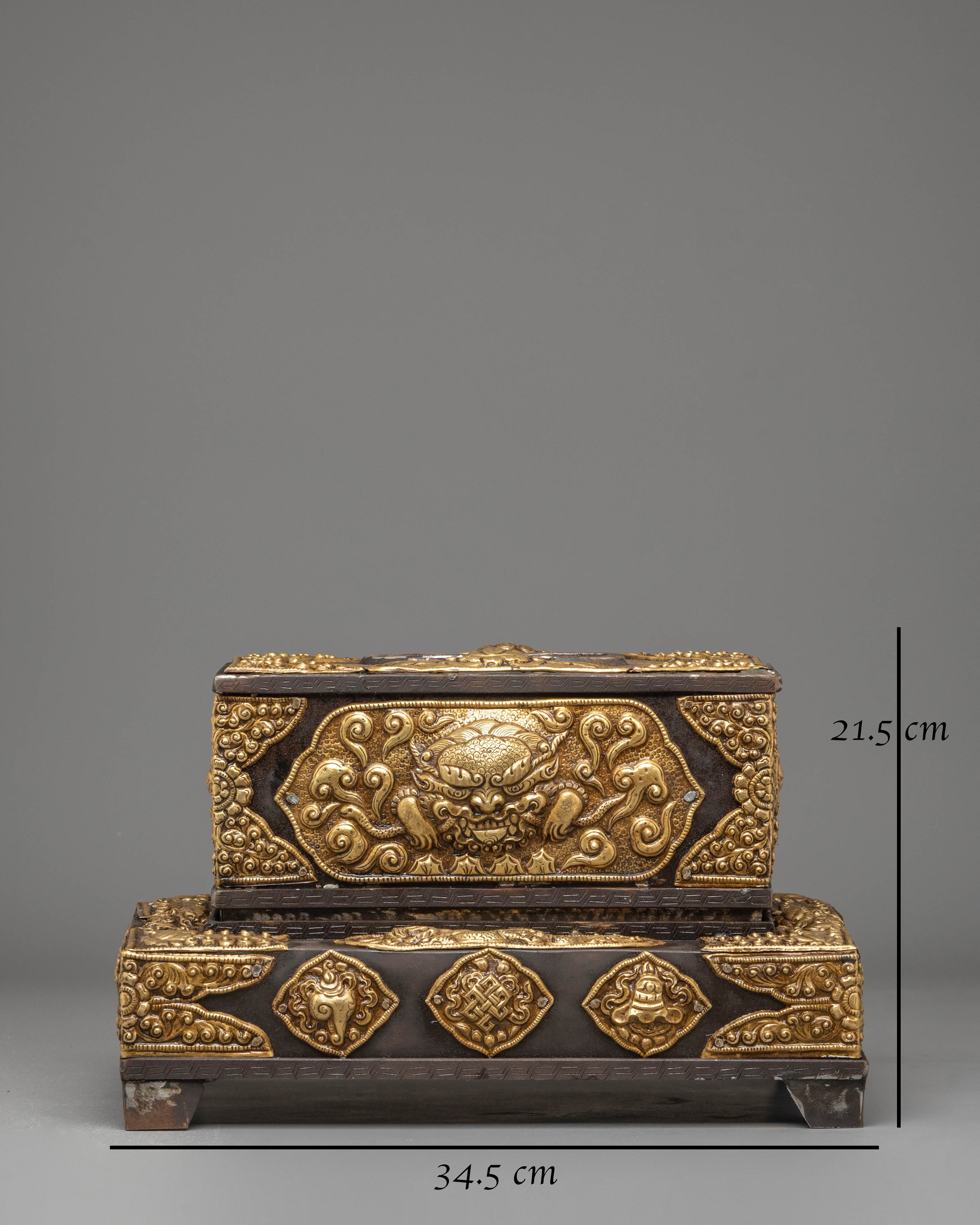 Handcrafted Tibetan Style Gold Tissue Box | Luxury Tibetan Decor