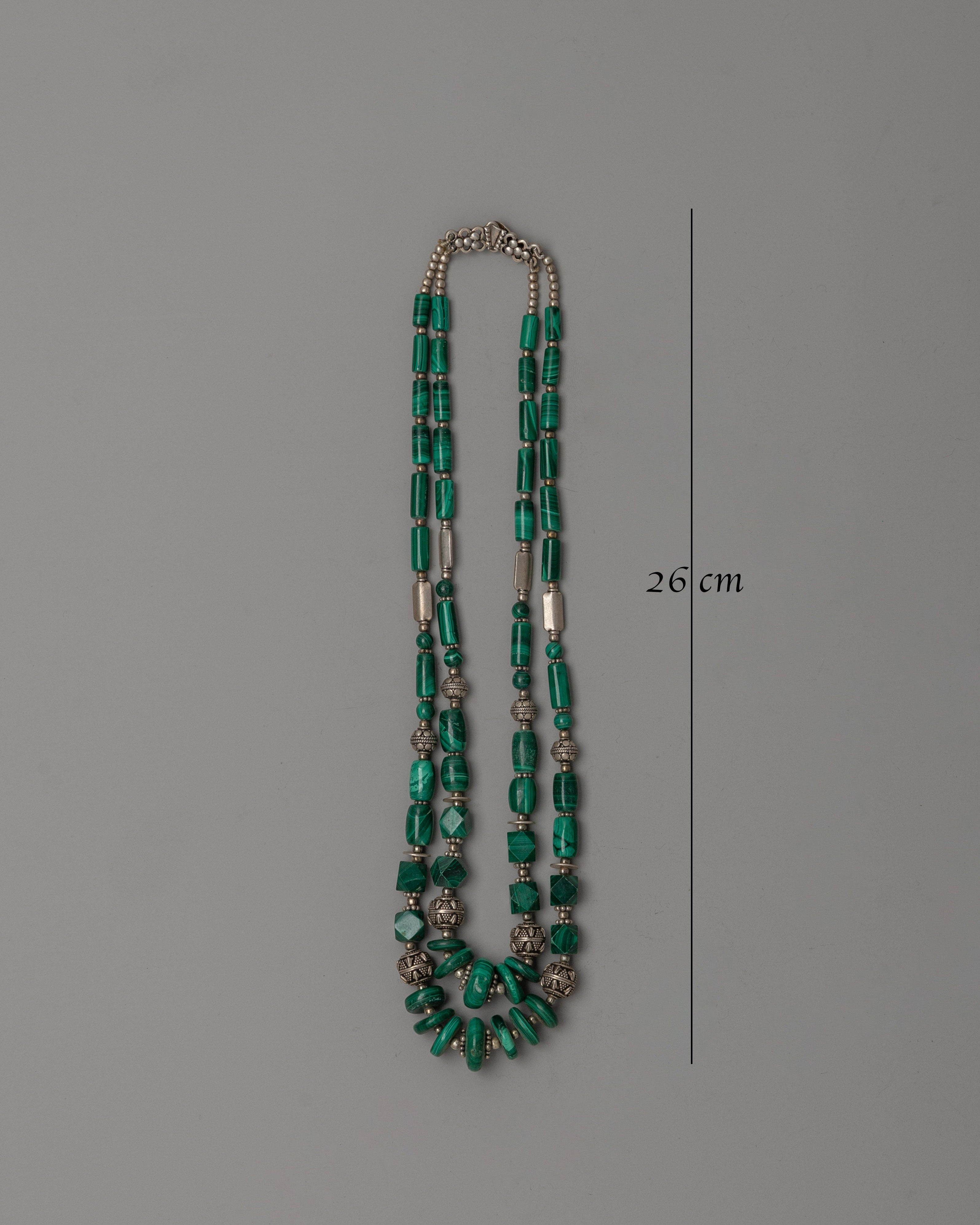 Gemstone and White Metal Combined Necklace | Multi-Layer Boho Style Necklace