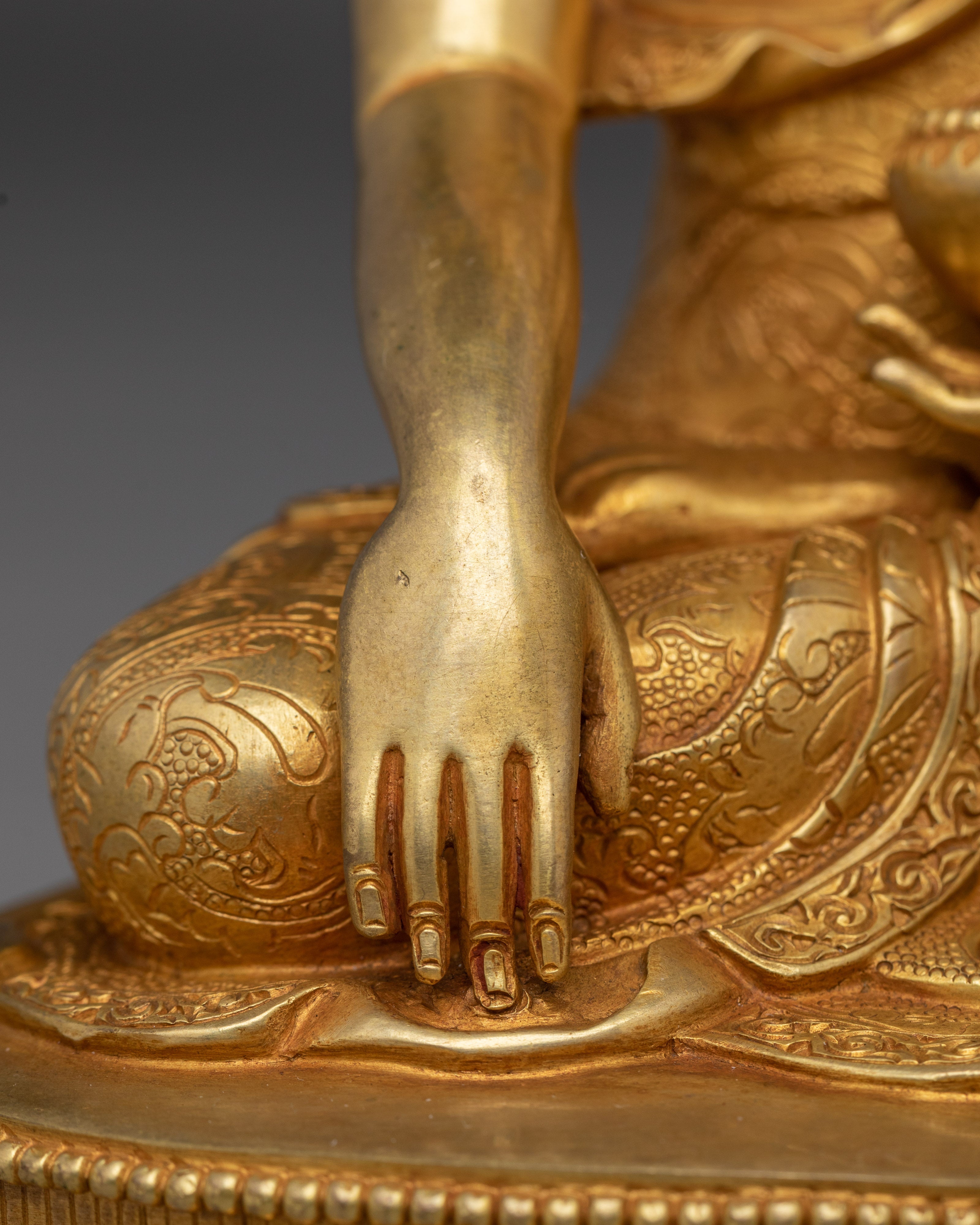 Gold Gilded Copper Shakyamuni Buddha Artwork | Perfect for Meditation and Altar Decor