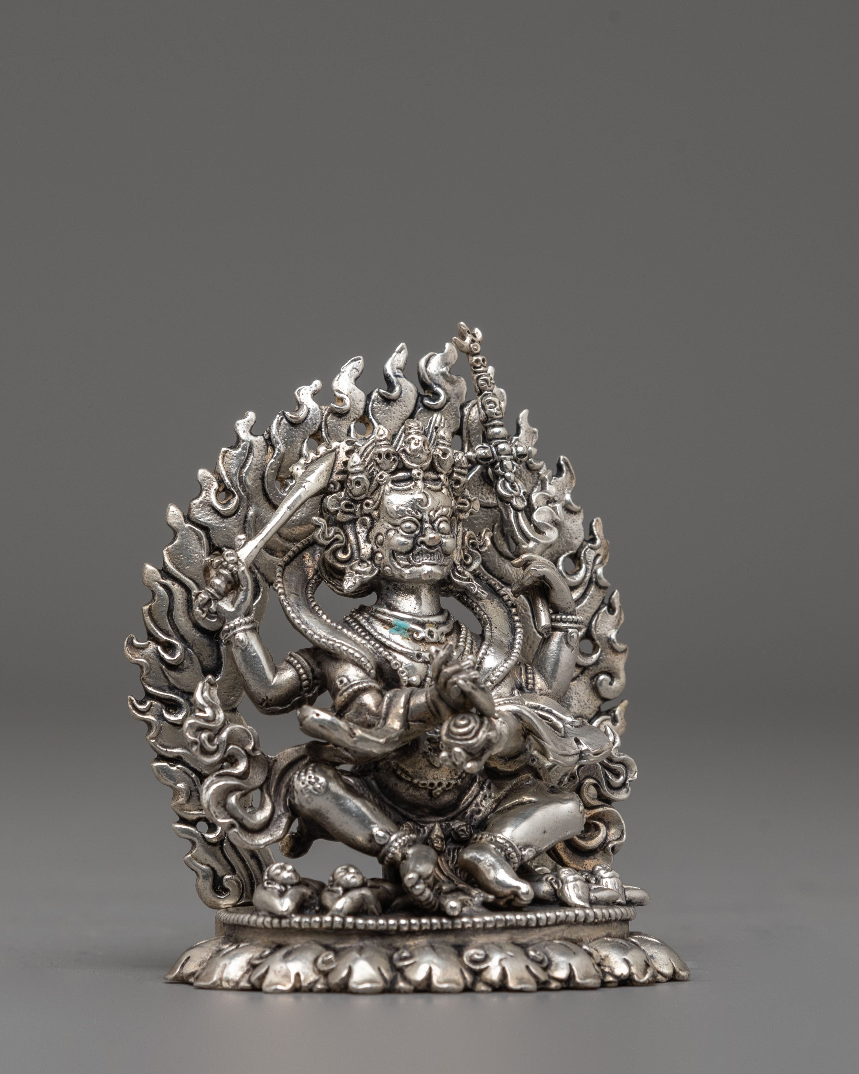 Tibetan Statue of 4 Armed Mahakala | Spiritual Protection Idol