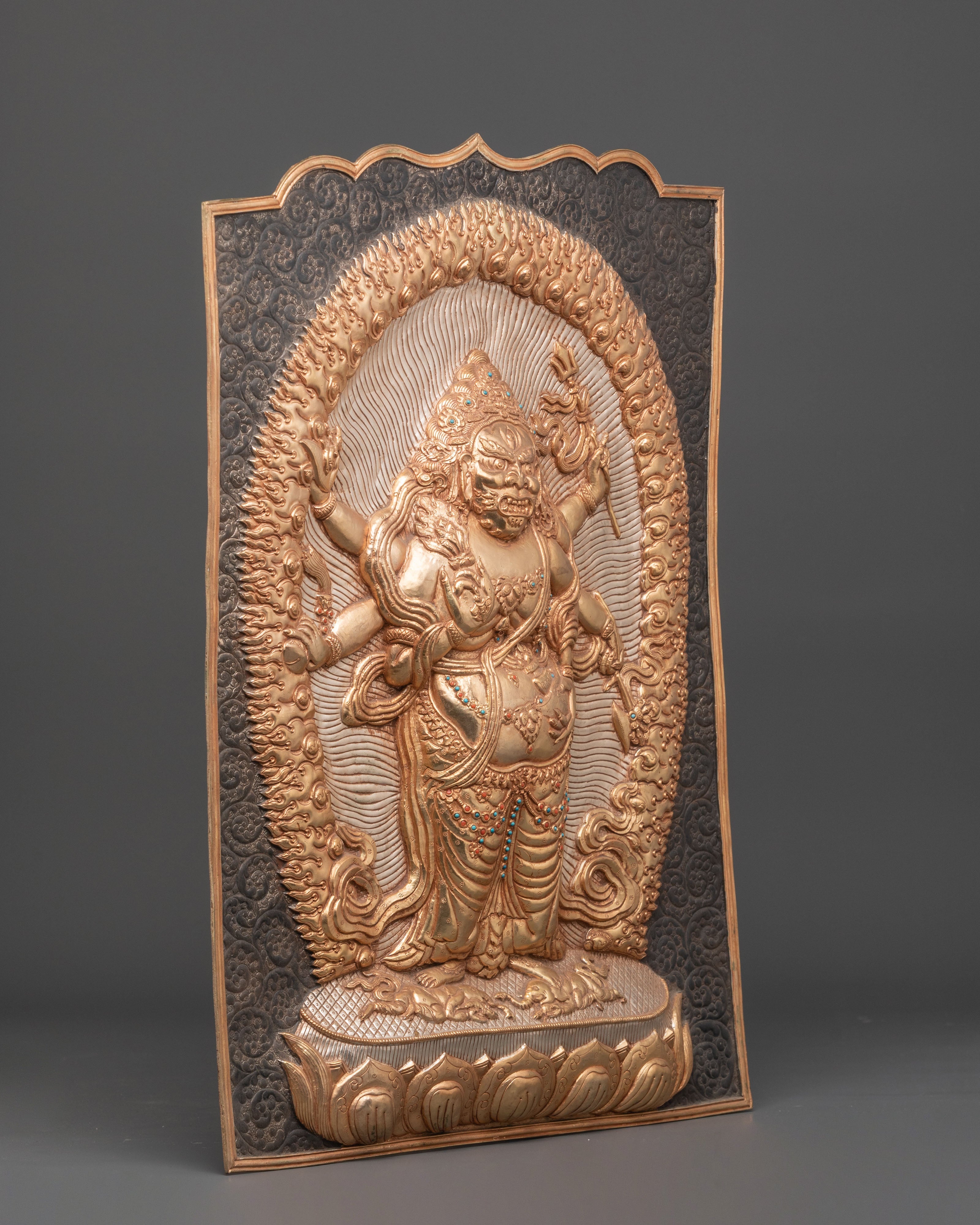 Six Armed Mahakala Wall Hanging | Powerful Protector Deity for Sacred Spaces