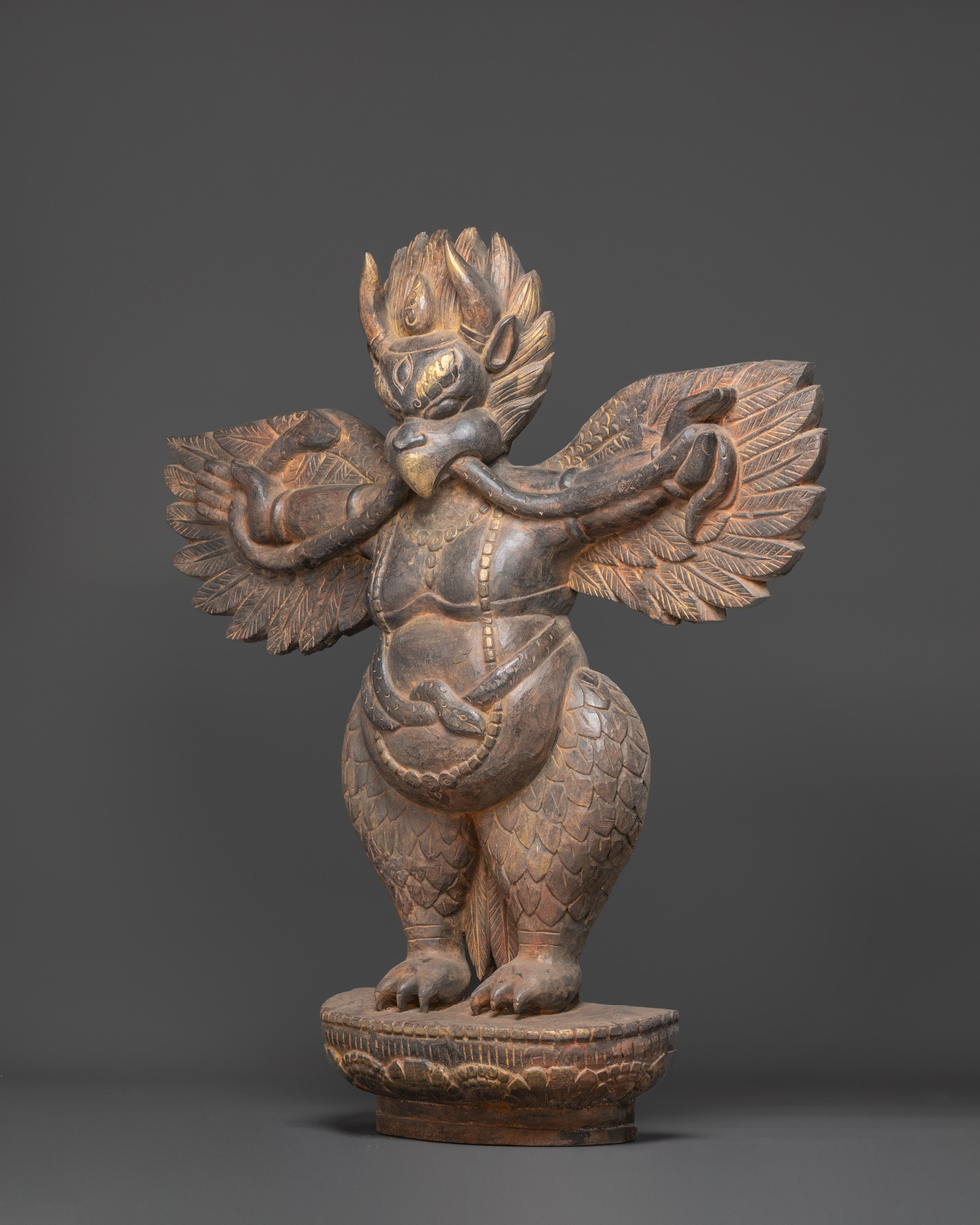 Garuda Wooden Statue | Buddhist Guardian Sculpture