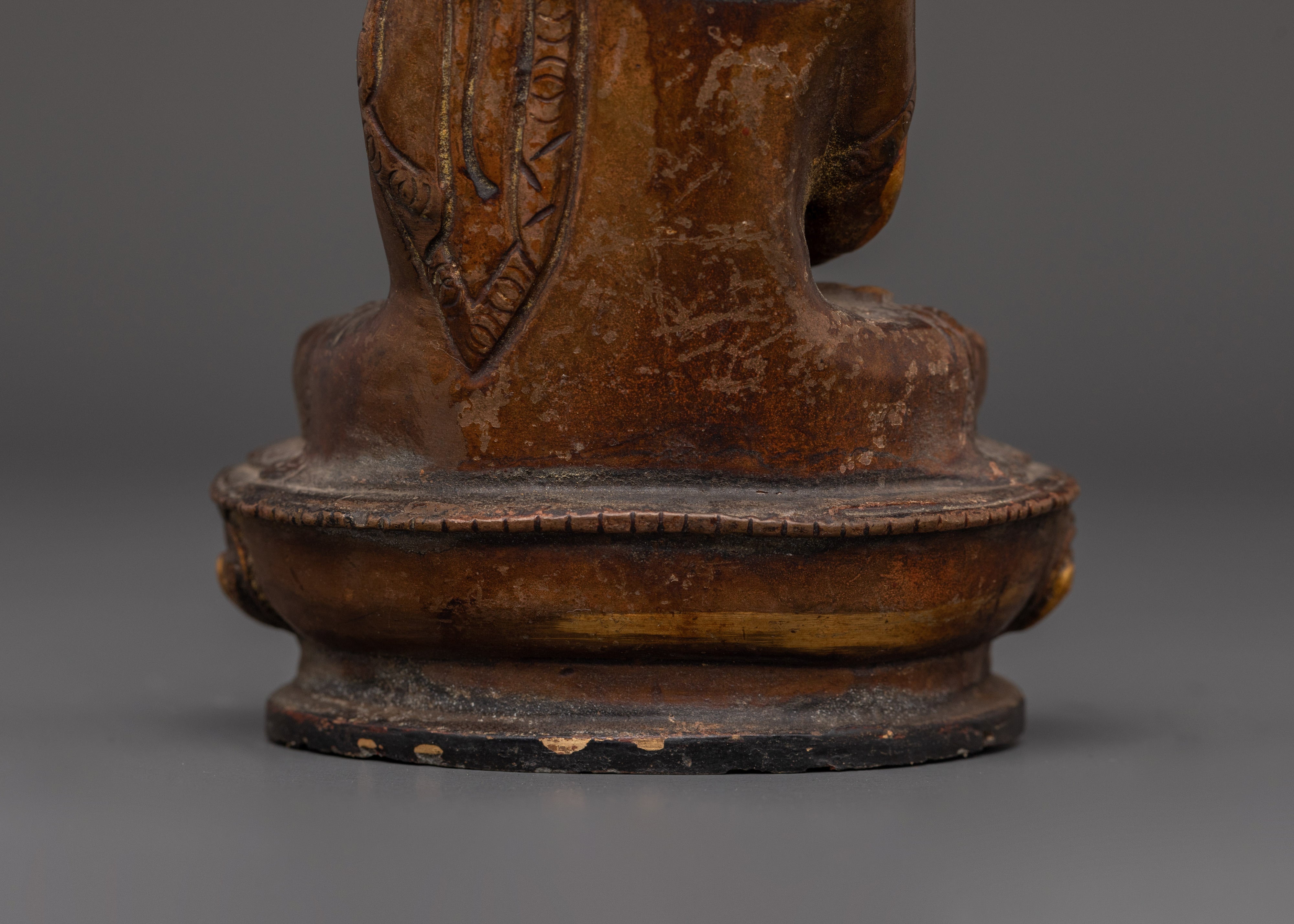 Amitabha Pure Land Buddha Statue | Oxidized Copper Buddhist Statue