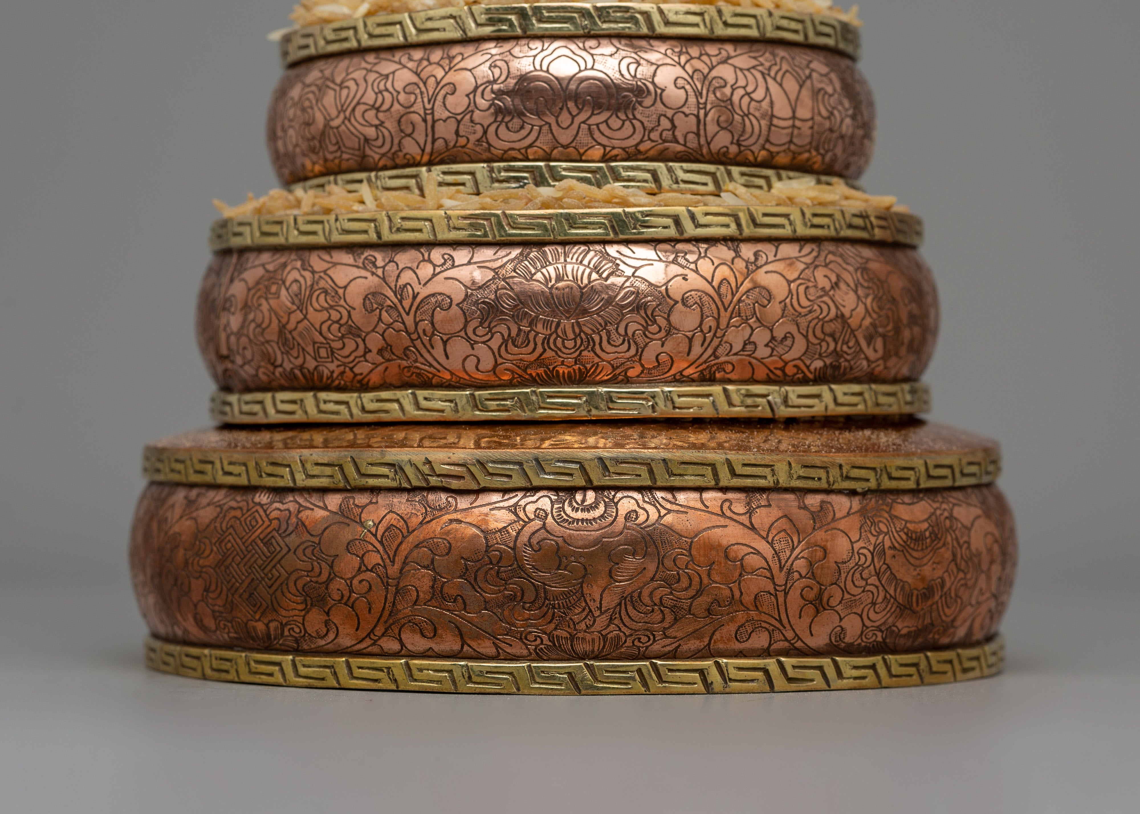 Tibetan Ritual Mandala Set for Dharma | Copper and Brass Offering Tool