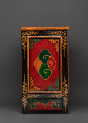 Handcrafted Tibetan Wooden Cabinet | Intricate Handcarving