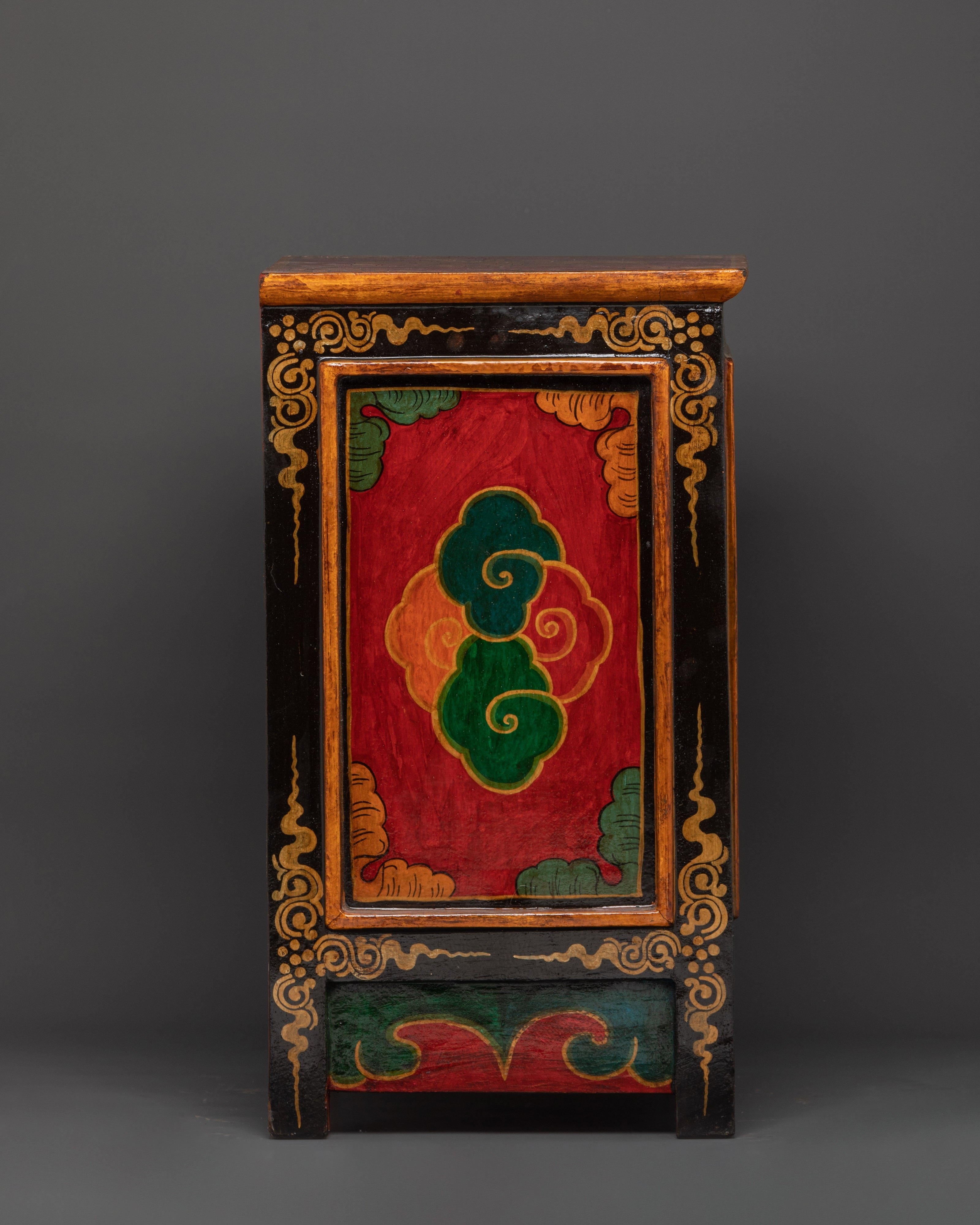 Handcrafted Tibetan Wooden Cabinet | Intricate Handcarving