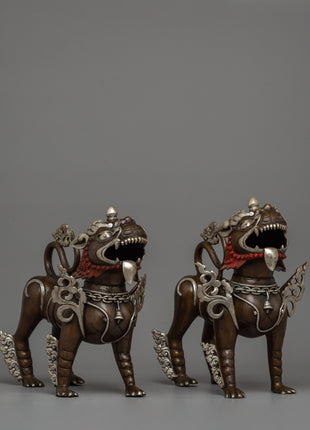 Handcrafted Lion Statue Set | Spiritual and Home Decor