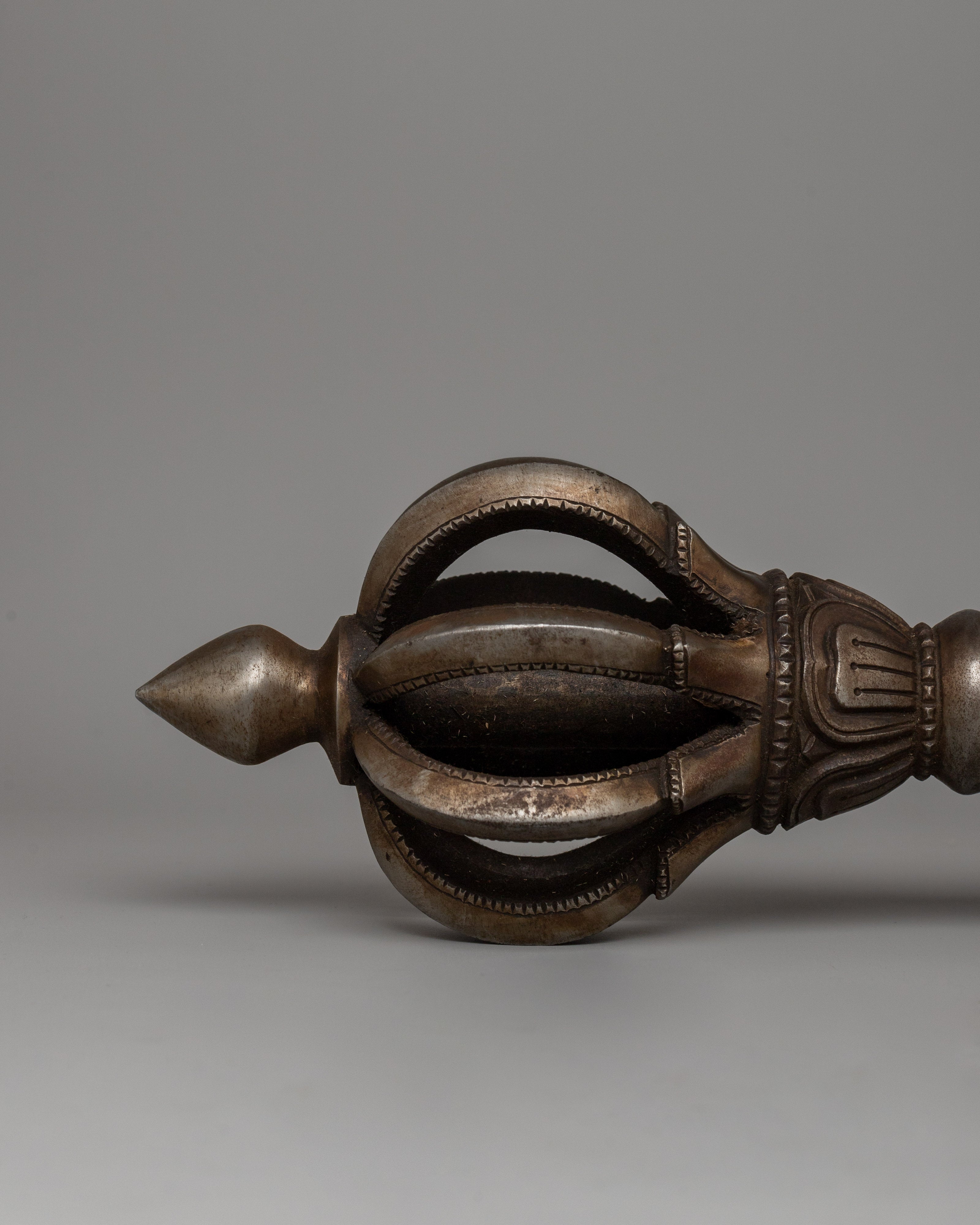 Iron Vajra with Wooden Base |  Rituals and Spiritual Decor